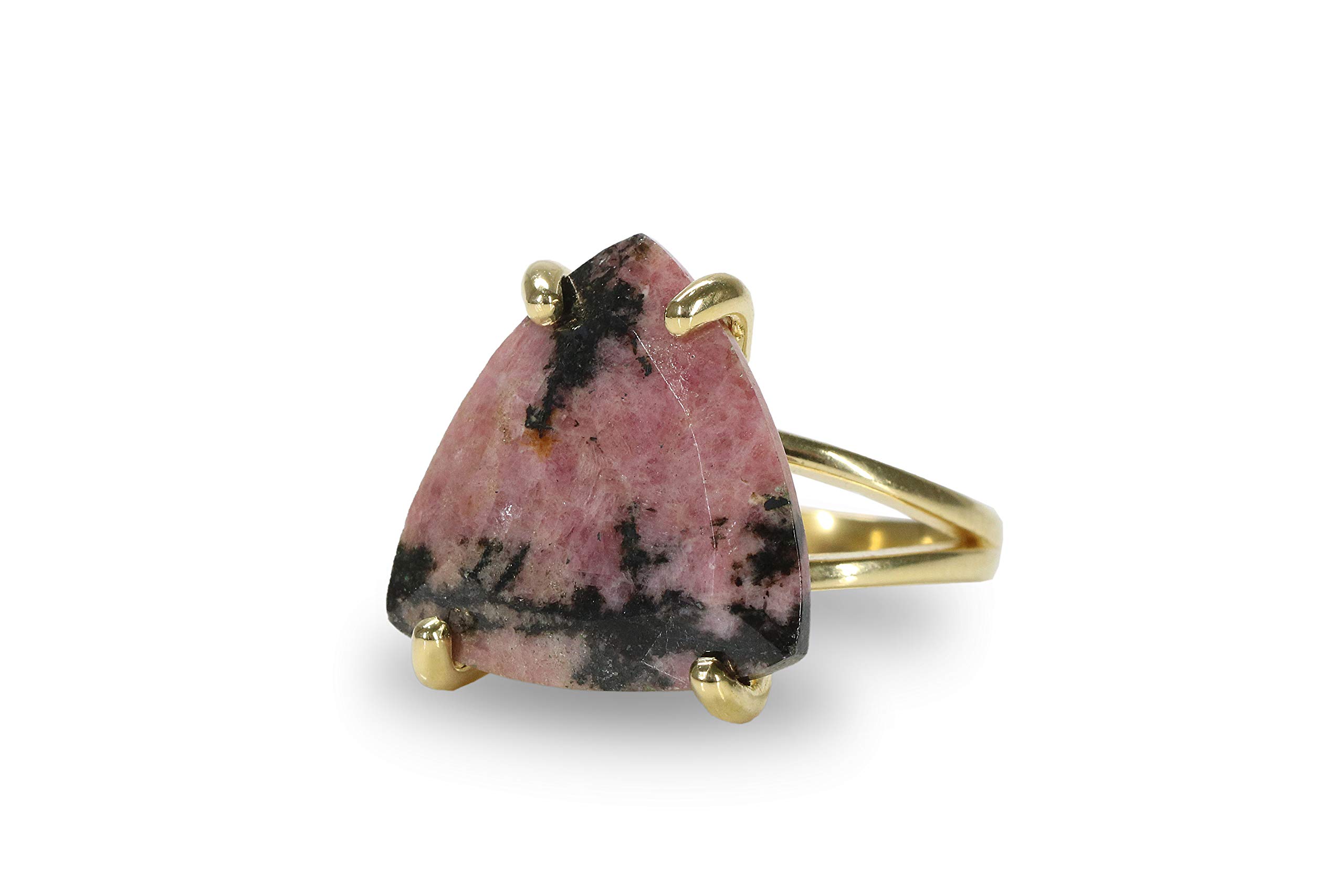 14k Gold-filled Rhodonite Ring for Women - Handcrafted Artisan Jewelry - Elegant Gift for Birthdays, Anniversaries & Special Occasions - Comes with Gift Box - Perfect for Date Nights, Office Wear & Formal Events