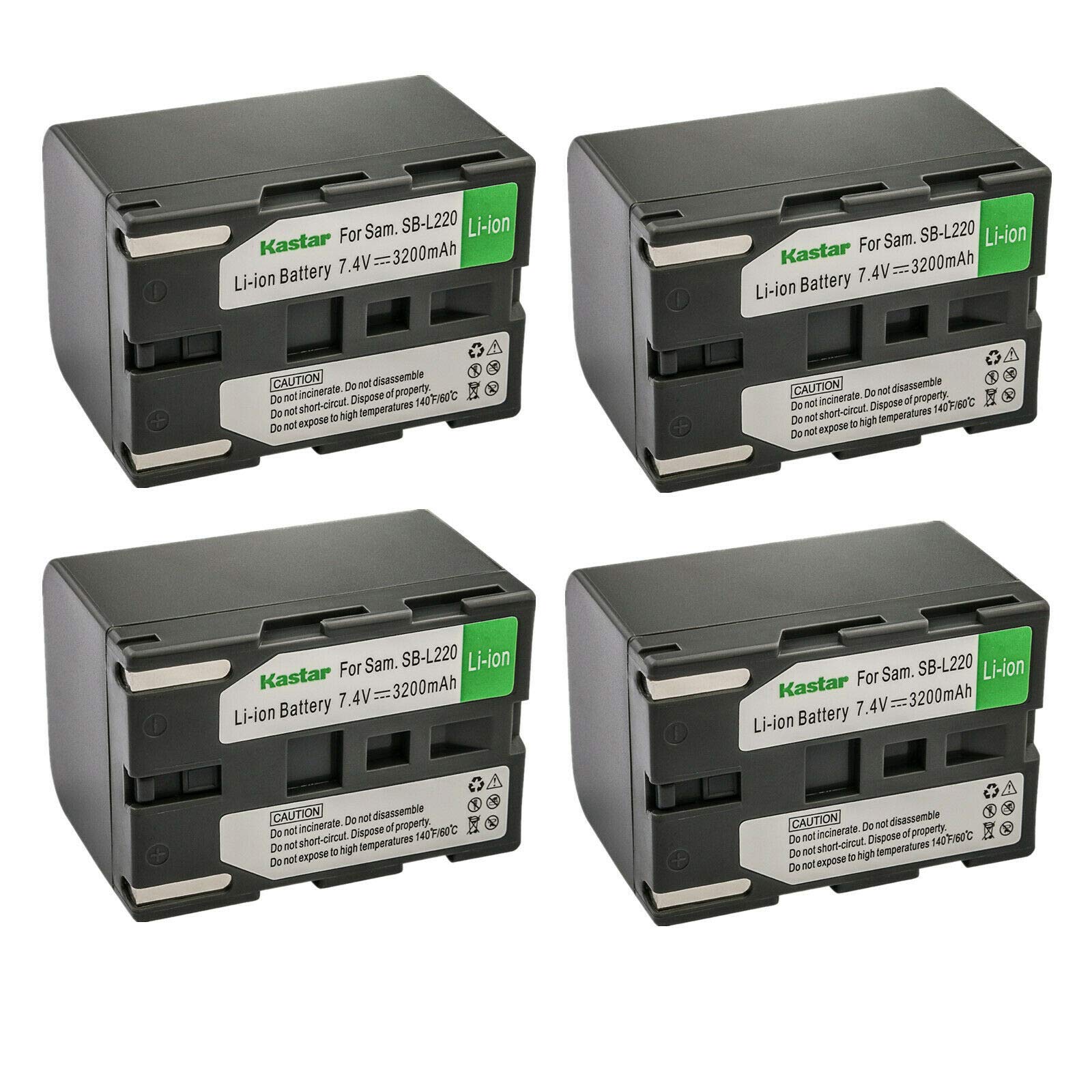 Kastar 4-Pack SB-L220 Replacement Battery for Samsung VP-D5000 Series Camcorders - Compatible with VP-D5000, VP-D530, VP-D55, VP-D590, VP-D60, VP-D6040, VP-D6050, VP-D63, VP-D65, VP-D69 - Perfect for Travel, Events & Home Video Recording