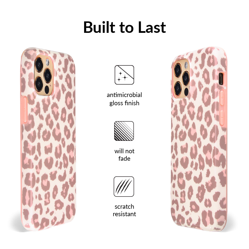 Trendy Blush Leopard Print iPhone Case - Stylish Protective Cover for iPhone 12/13/14/15 Pro Max - Perfect for Fashion Lovers & Everyday Use