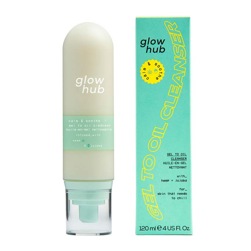 Glow Hub Calm & Soothe Gel-to-Oil Cleanser for Sensitive Skin - Gentle Makeup Remover & Hydrating Face Wash for Daily Skincare Routine