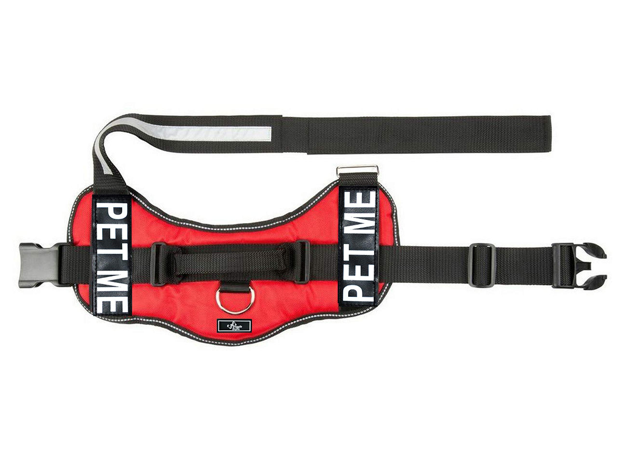 Doggie Stylz Adjustable Dog Harness with Removable Patches & Reflective Trim - Includes 2 PET ME Reflective Hook & Loop Patches (Fits 28