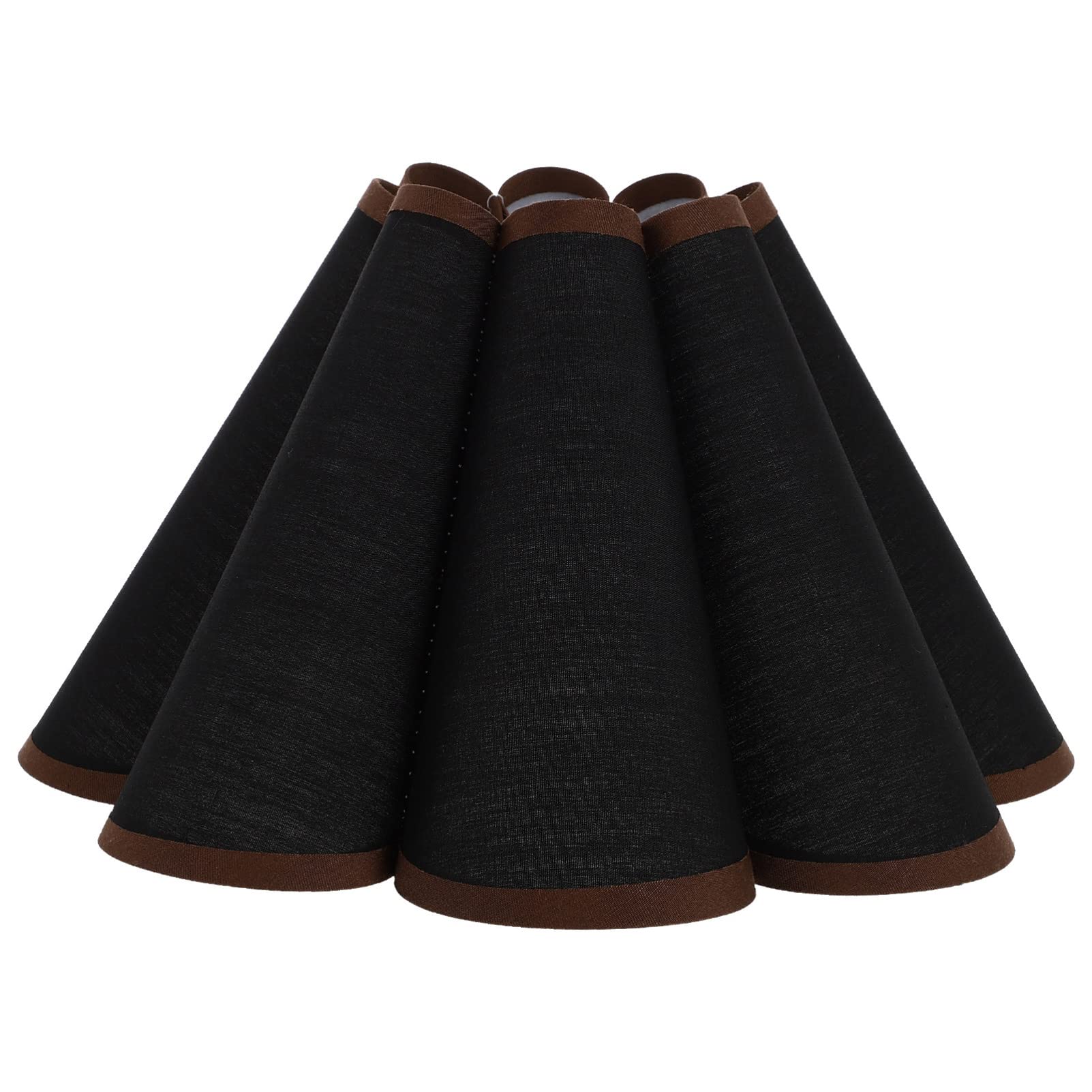 Vintage Pleated Petal Lampshade - Black Cloth Pendant Lamp Cover for Chandelier & Table Lamp | Boho Home Decor, Bedroom & Living Room Lighting Accessory