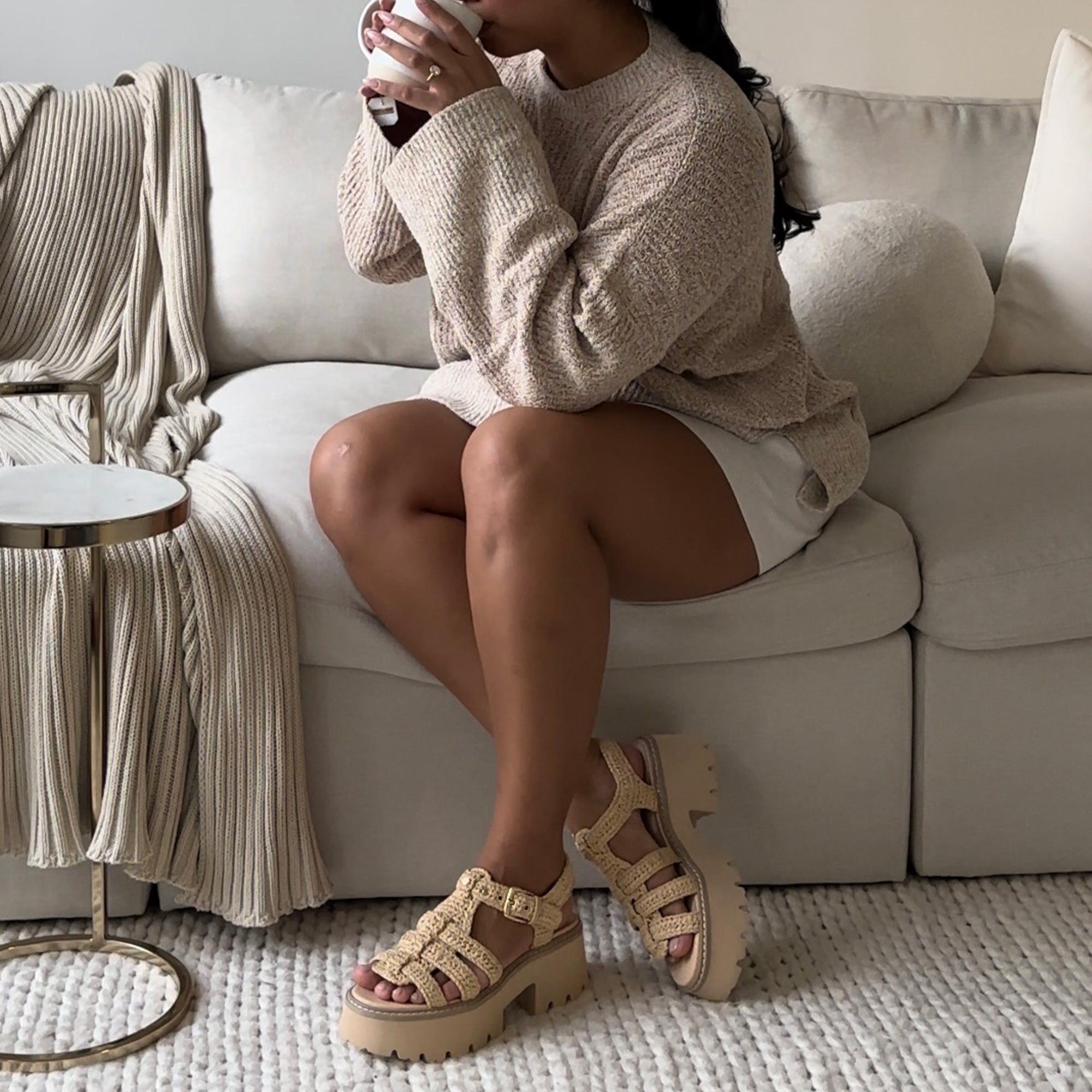 Lattice Sandals for Women - Natural Knit Comfortable Summer Beach Sandals - Perfect for Casual Wear, Walking, and Vacation Outfits