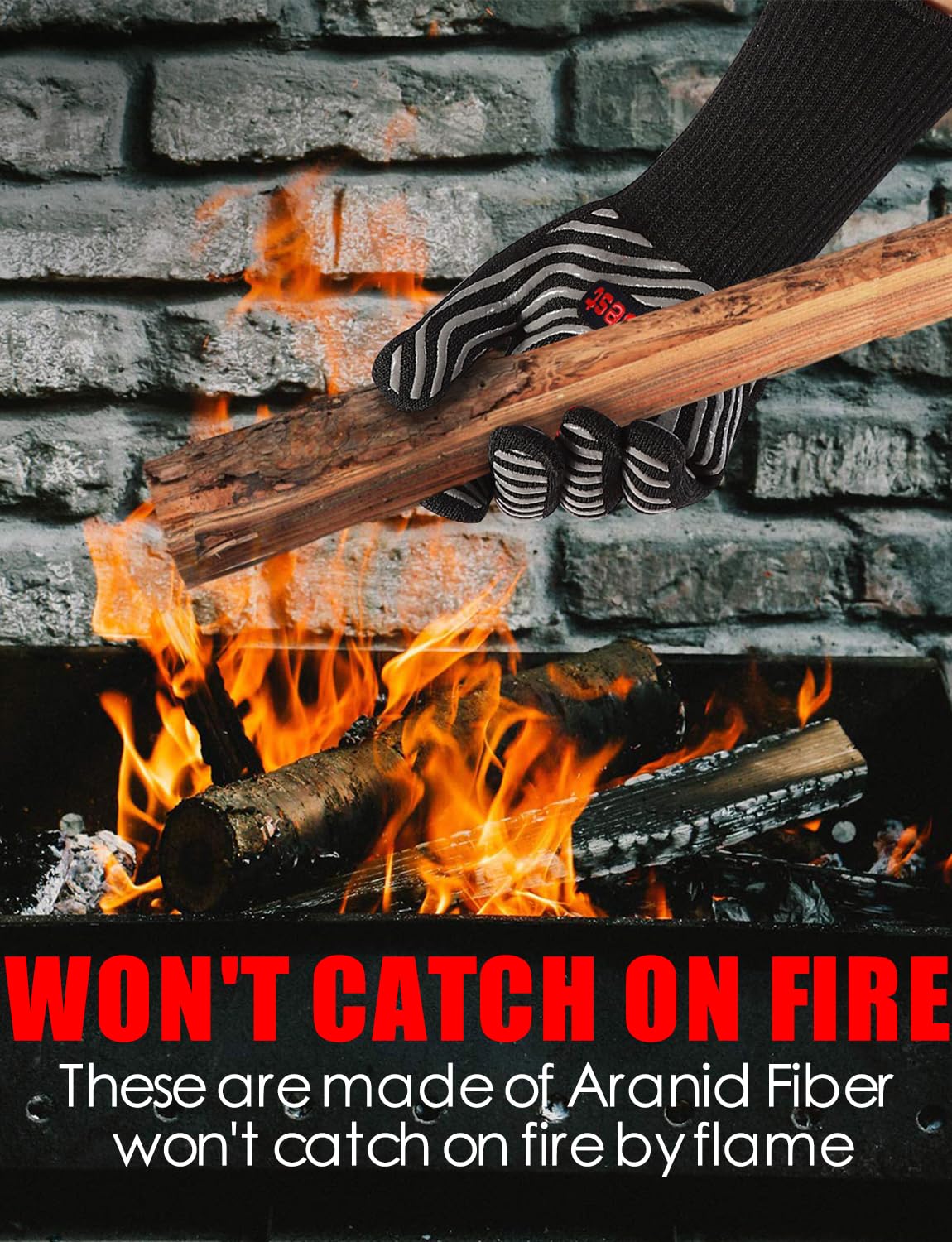 Heat Resistant BBQ Gloves - 13.5 Inch Professional Oven Mitts for Grilling, Smoking & Barbecue - Gray Kitchen Gloves for Hot Pans, Campfire Cooking & Outdoor BBQ Accessories