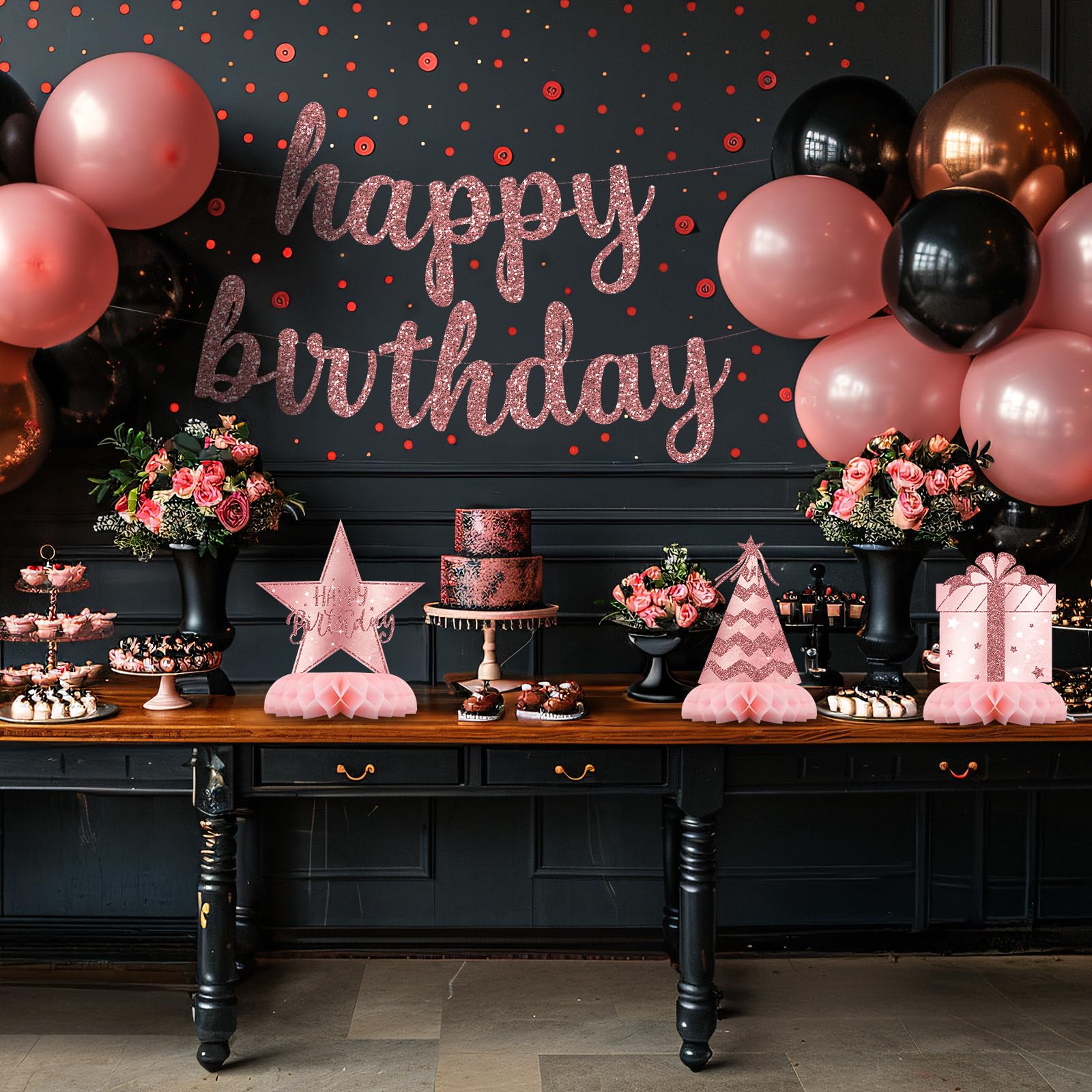 12Pcs Pink Rose Gold Honeycomb Party Decorations - Elegant Birthday Table Toppers for Women | Perfect for Bridal Showers, Baby Showers & Anniversary Celebrations