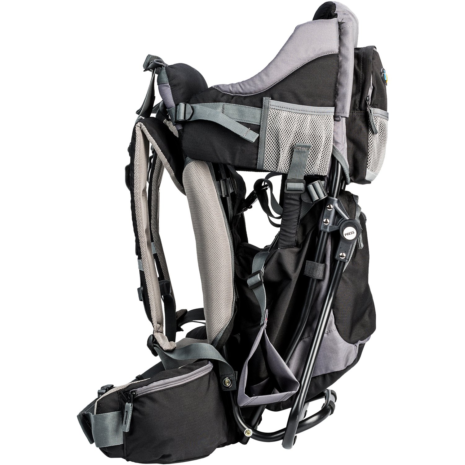 ClevrPlus Canyonero Baby Backpack Carrier for Hiking & Camping - Adjustable Toddler Child Carrier with Stand & Sun Shade Visor (Black) - Perfect for Outdoor Adventures, Family Trips & Hands-Free Parenting