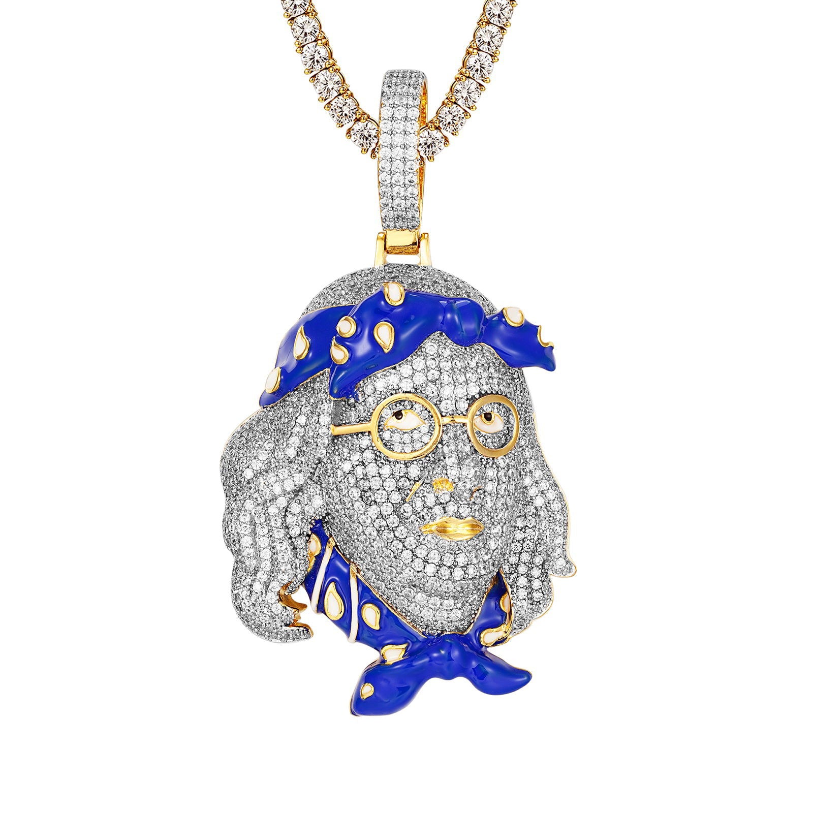 Men's Sterling Silver Benjamin Face Icy Hip Hop Pendant Necklace - Custom Hip Hop Jewelry for Rappers & Streetwear Fashion | Perfect for Gifts, Concerts & Urban Style