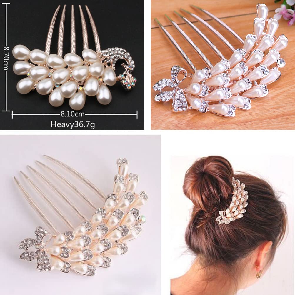 4pcs Crystal Bridal Hair Combs - Rhinestone Wedding Hair Accessories for Women & Girls, Flower Hair Clips for Bride, Bridesmaid & Prom - Perfect for Weddings, Proms & Special Occasions