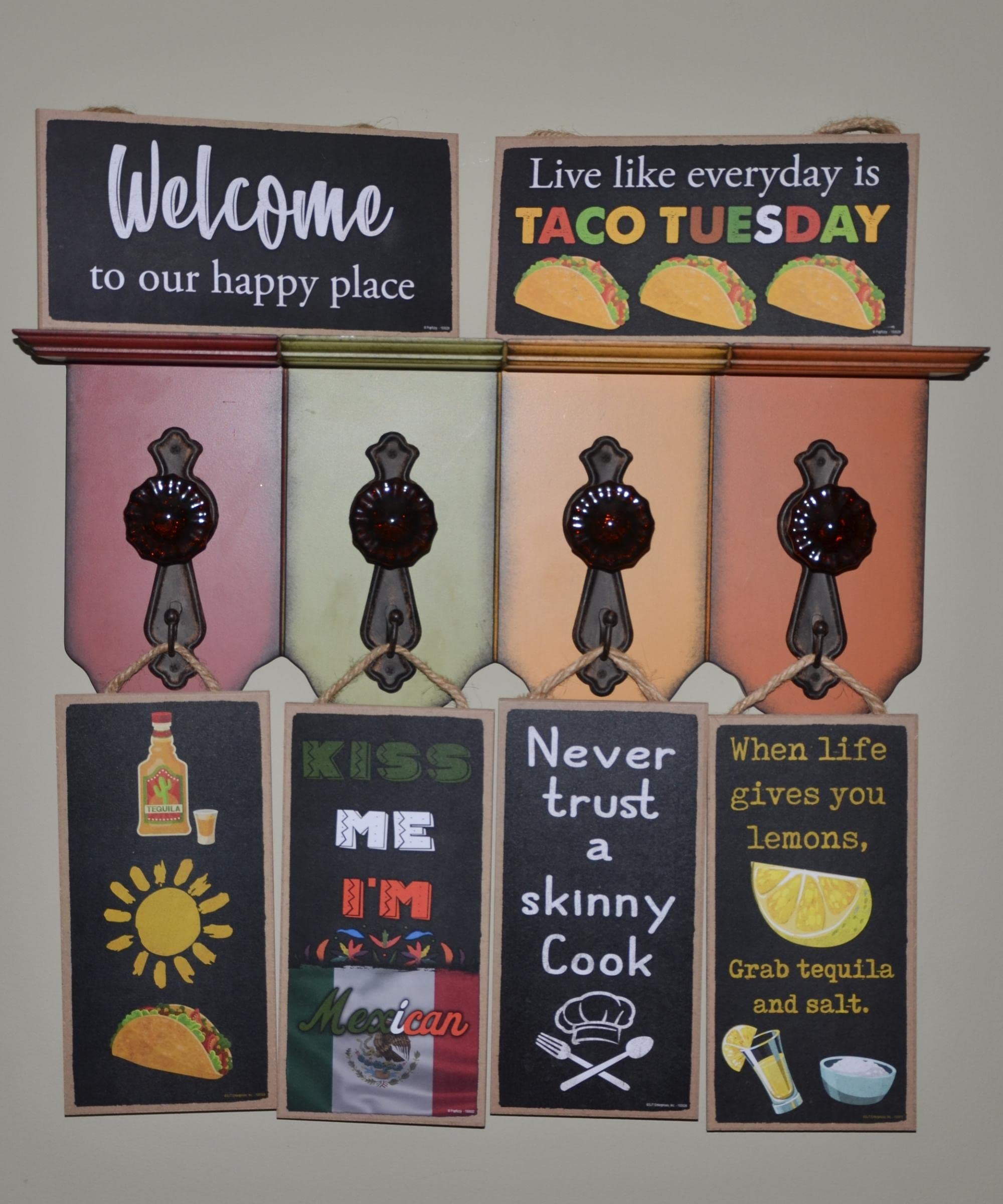 Happy Place Wood Wall Sign - Rustic Home Decor for Living Room, 5x10