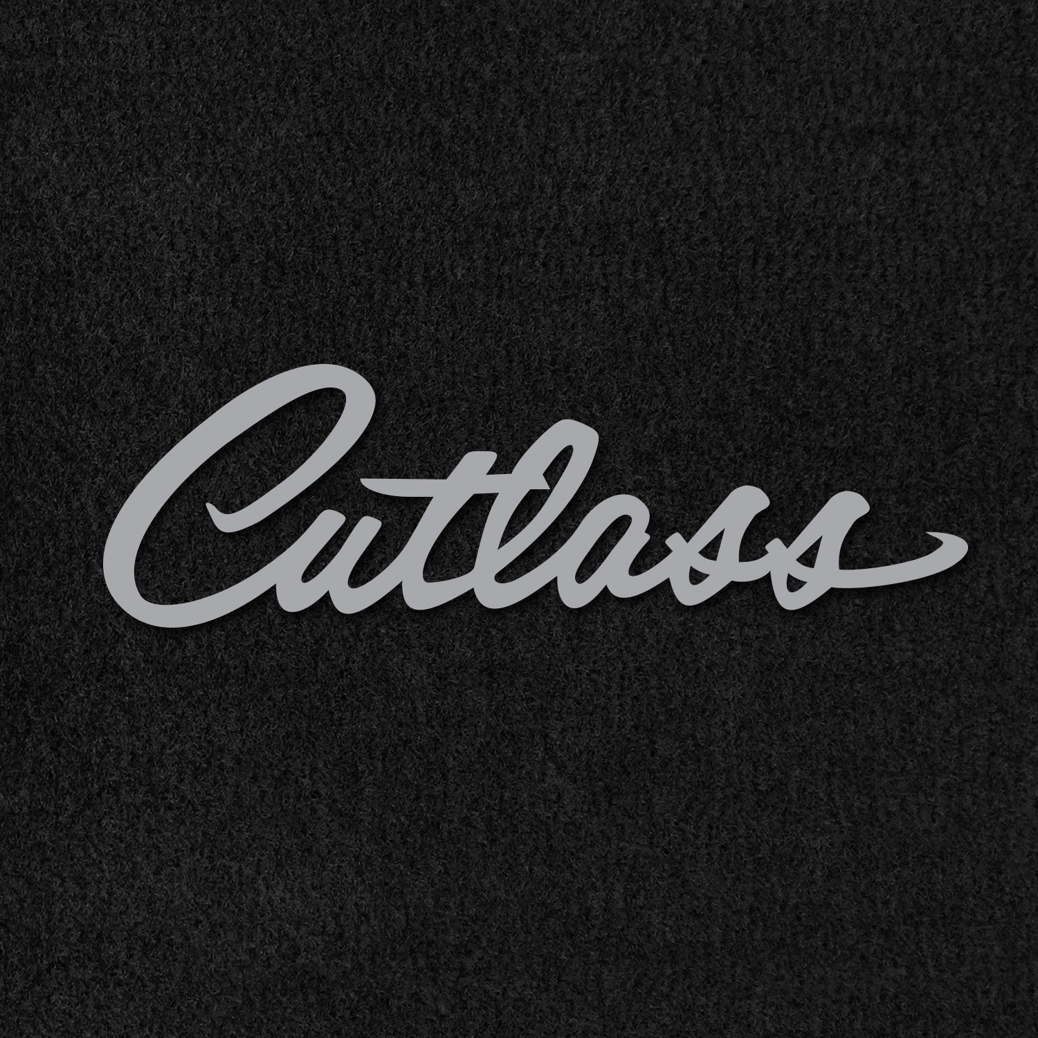 Lloyd Mats Velourtex Black Front Floor Mats for Oldsmobile Cutlass 1968-1999 - Silver Cutlass Script Embroidery | Custom Fit Car Floor Liners for Classic Cars, Road Trips & Car Shows