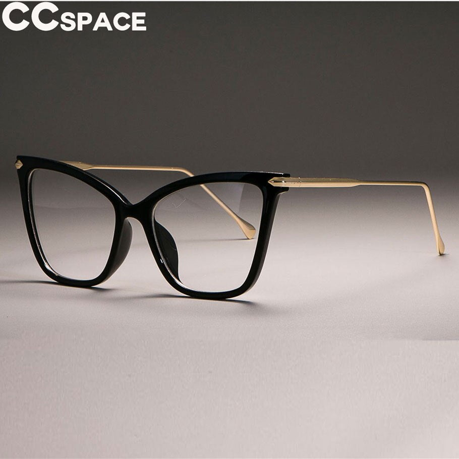 CCspace Women's Full Rim Oversized Square Cat Eye Acetate Frame Eyeglasses 45077 - Fashionable Retro Glasses for Women, Trendy Square Frames for Work, Reading & Everyday Style