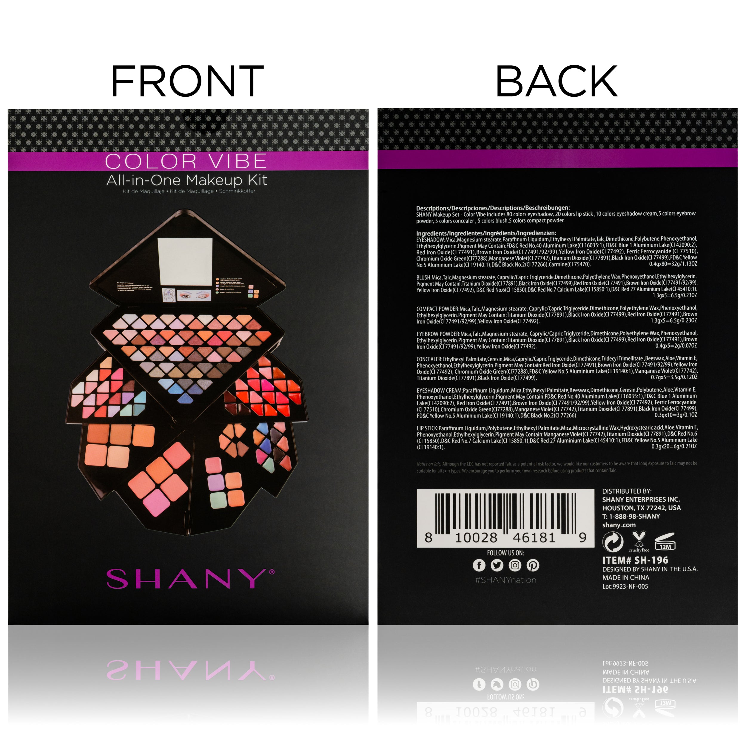 Color Vibe Pro Makeup Set - Professional 12-Color Eyeshadow & Blush Palette for Day & Night Looks | Vegan, Cruelty-Free Makeup Kit for Parties, Weddings & Special Occasions