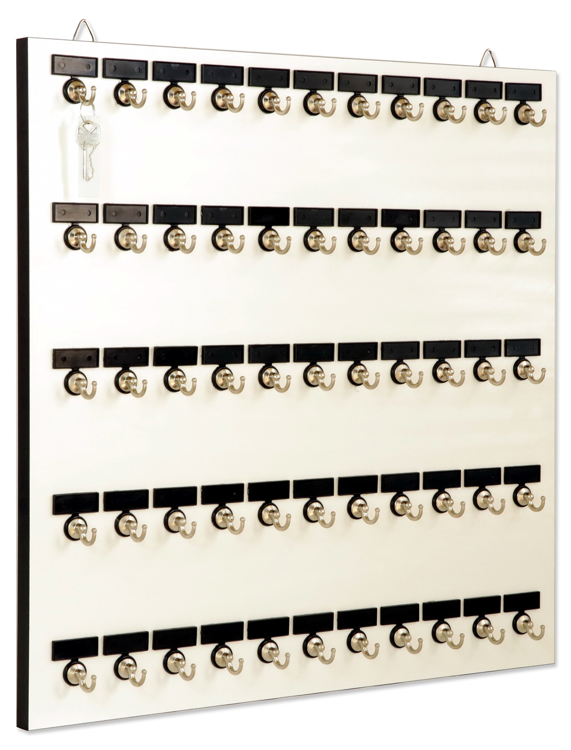 55-Hook Metal Key Holder with Custom Nameplate - Includes 60 Key Tags & Rings - Wall Mount Key Organizer for Home, Office & Entryway - Made in USA