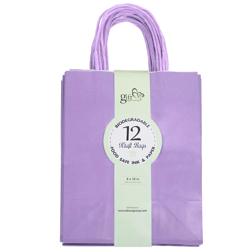 Premium Kraft Paper Bags - Medium Size (360 Count) - Eco-Friendly Lavender Gift Bags for Parties, Weddings & Retail Packaging | Bulk Kraft Bags for Small Business, Favor Bags & Craft Projects