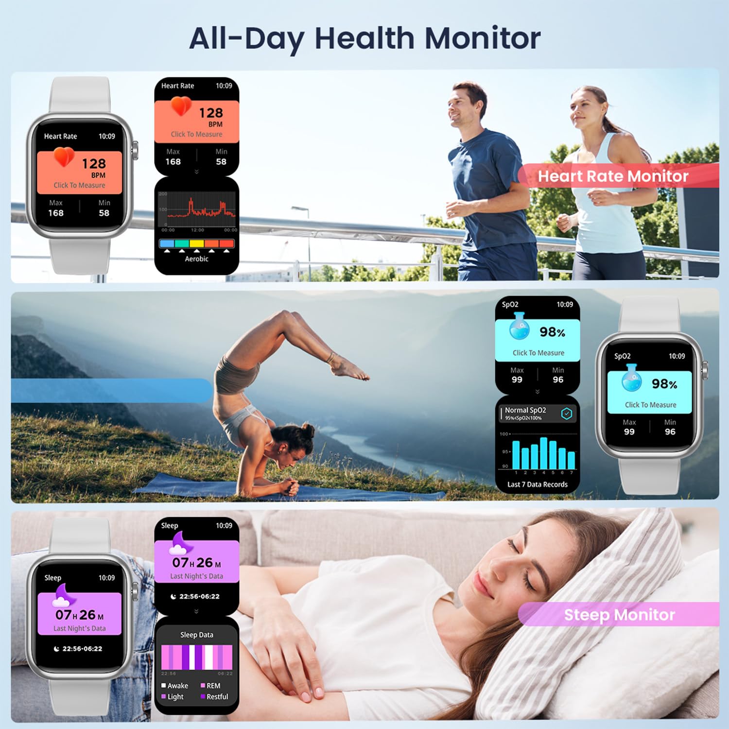 Smart Watch for Women - Fitness Tracker with Bluetooth Calling, 123 Sport Modes, Heart Rate Monitor, IP67 Waterproof, Compatible with Android & iOS Phones - Perfect for Running, Swimming & Daily Activity Tracking