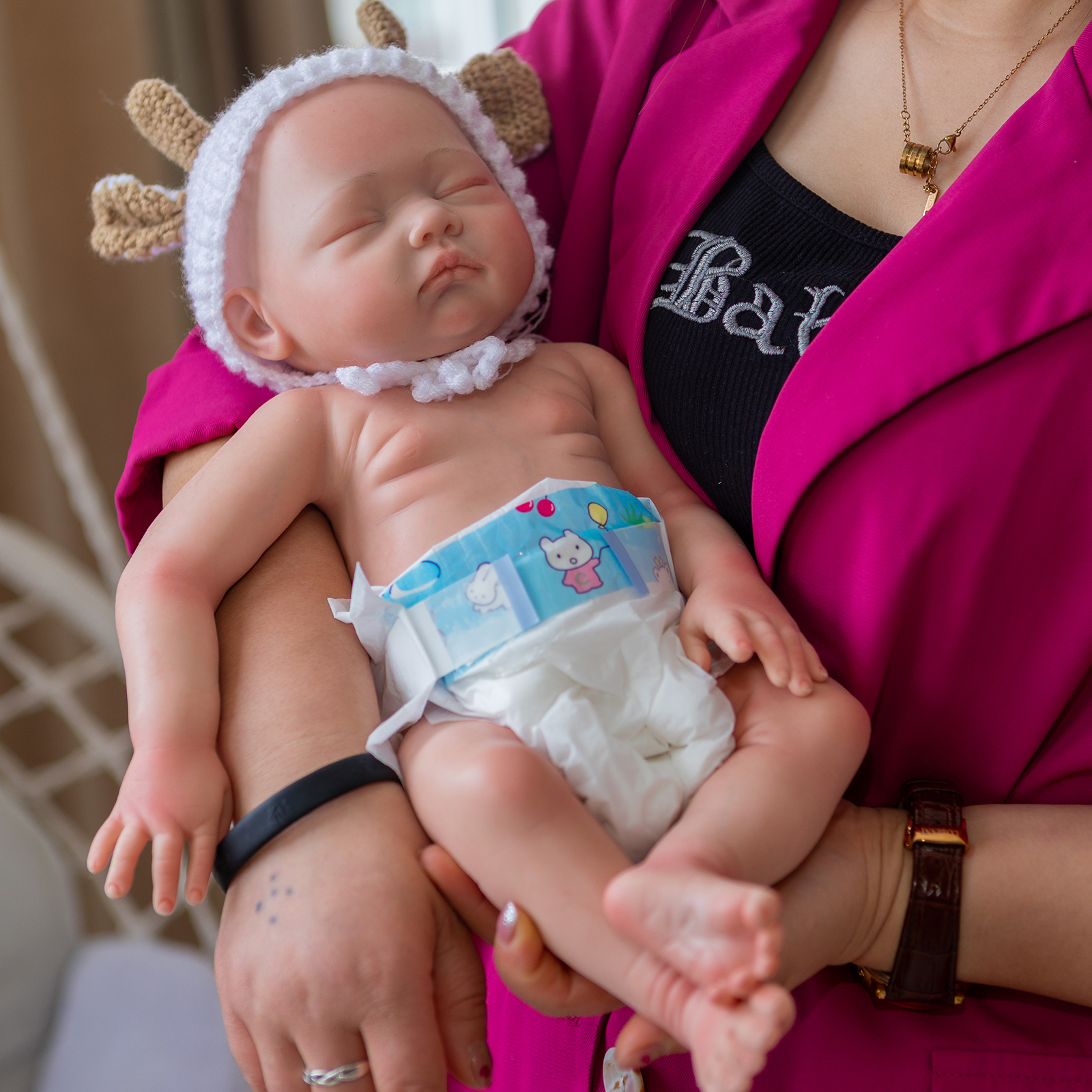OCSDOLL Realistic 19inch 6.5Lbs Platinum Silicone Reborn Baby Doll - Weighted Lifelike Newborn Girl with Closed Eyes for Collectors, Therapy & Photography Props