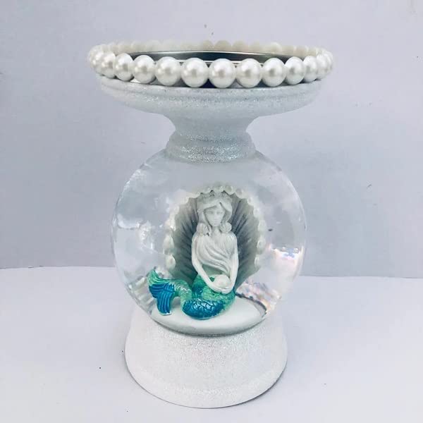 Bath & Body Works Candle Holder for White Barn 3-Wick Candles - Elegant Water Globe Mermaid Design (Candle Not Included) - Perfect for Home Decor, Romantic Gifts & Holiday Centerpieces