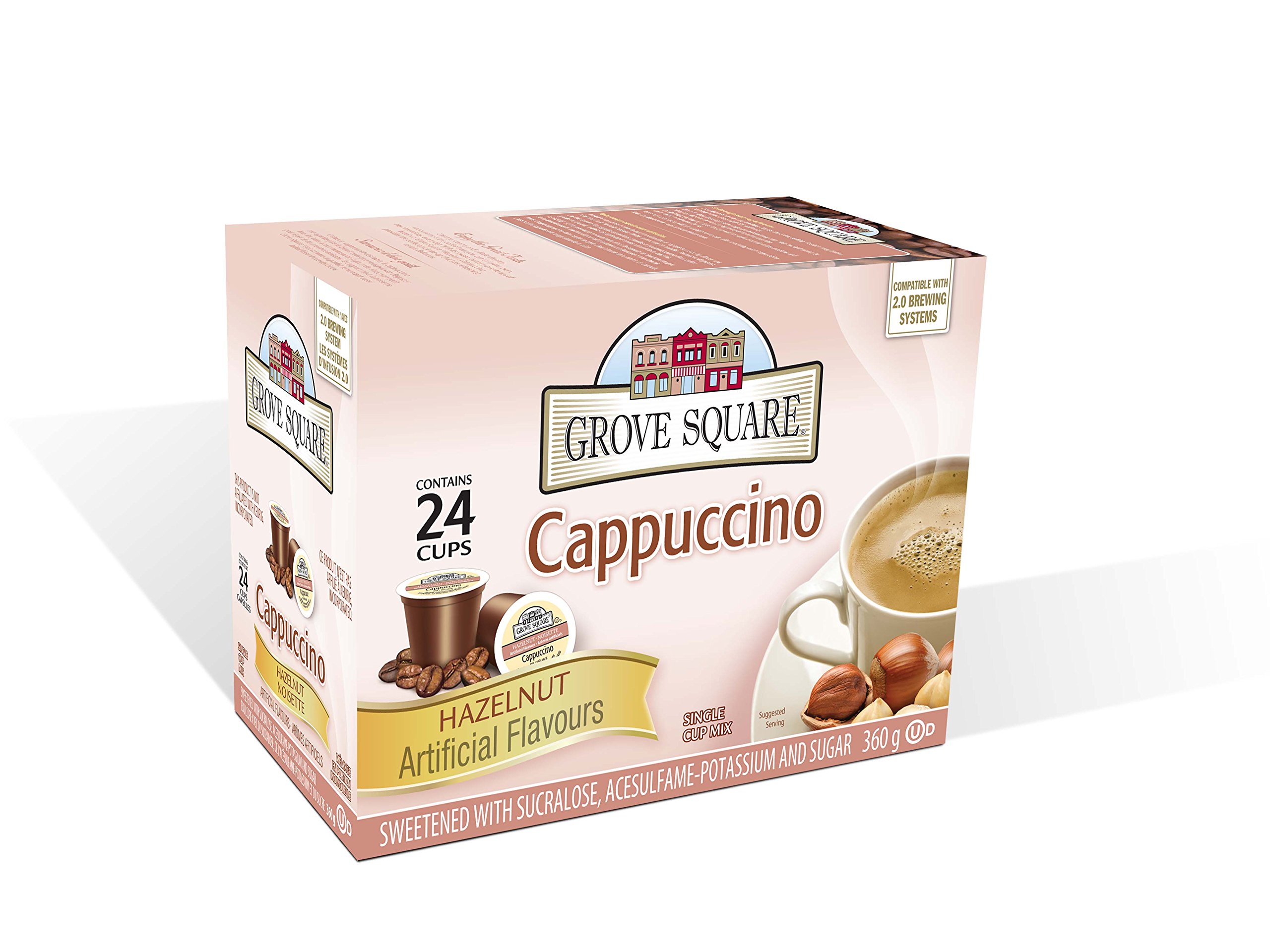 Grove Square Hazelnut Cappuccino Mix - 24 Single Serve Cups - Rich & Creamy Instant Coffee for Home, Office & Travel