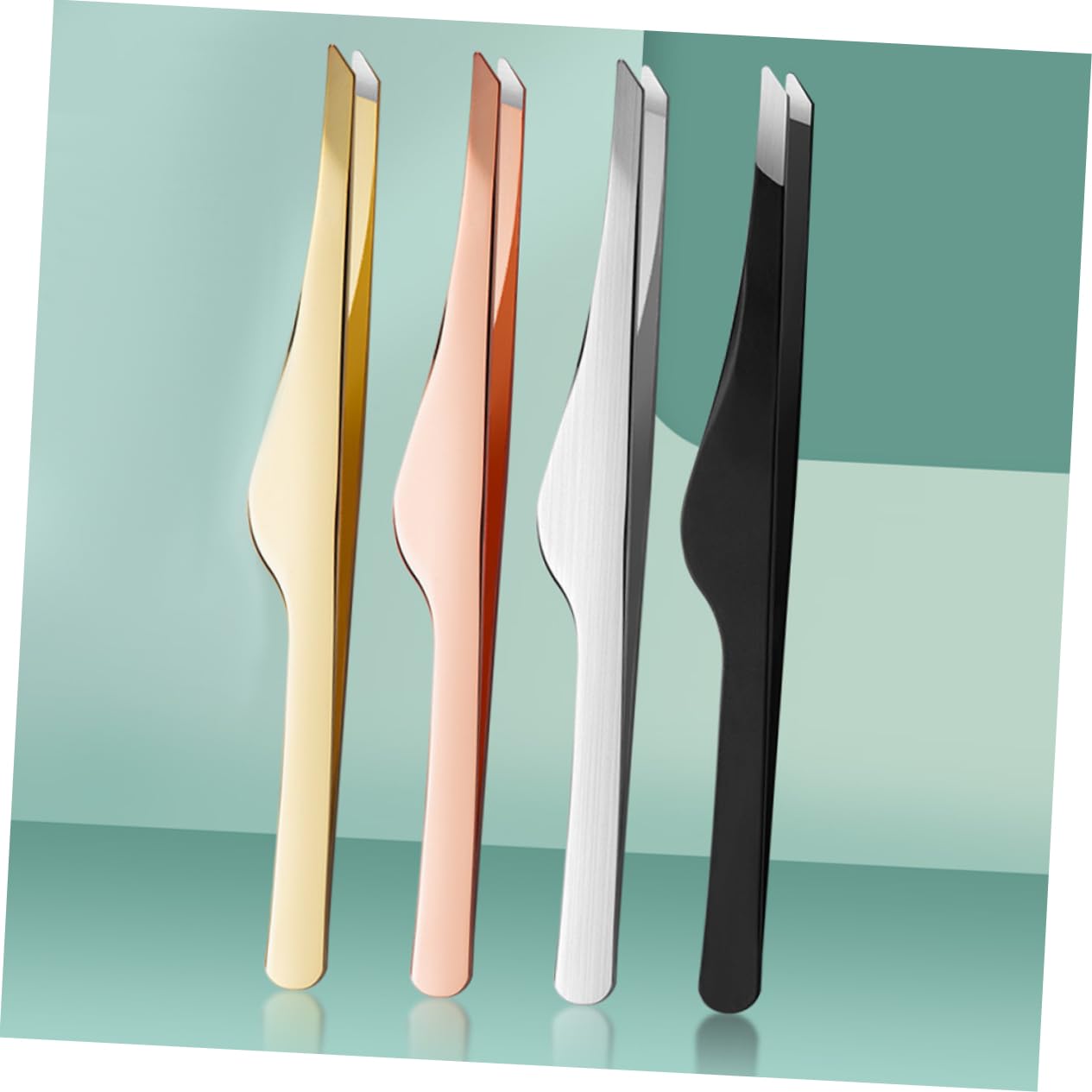 Healeved 4-Piece Professional Stainless Steel Tweezer Set - Slant Brow, Angled Hair, Ingrown Hair & Lash Tip Tools - Perfect for DIY Beauty, Brow Shaping & Lash Extension (Great for Salon & Home Use)
