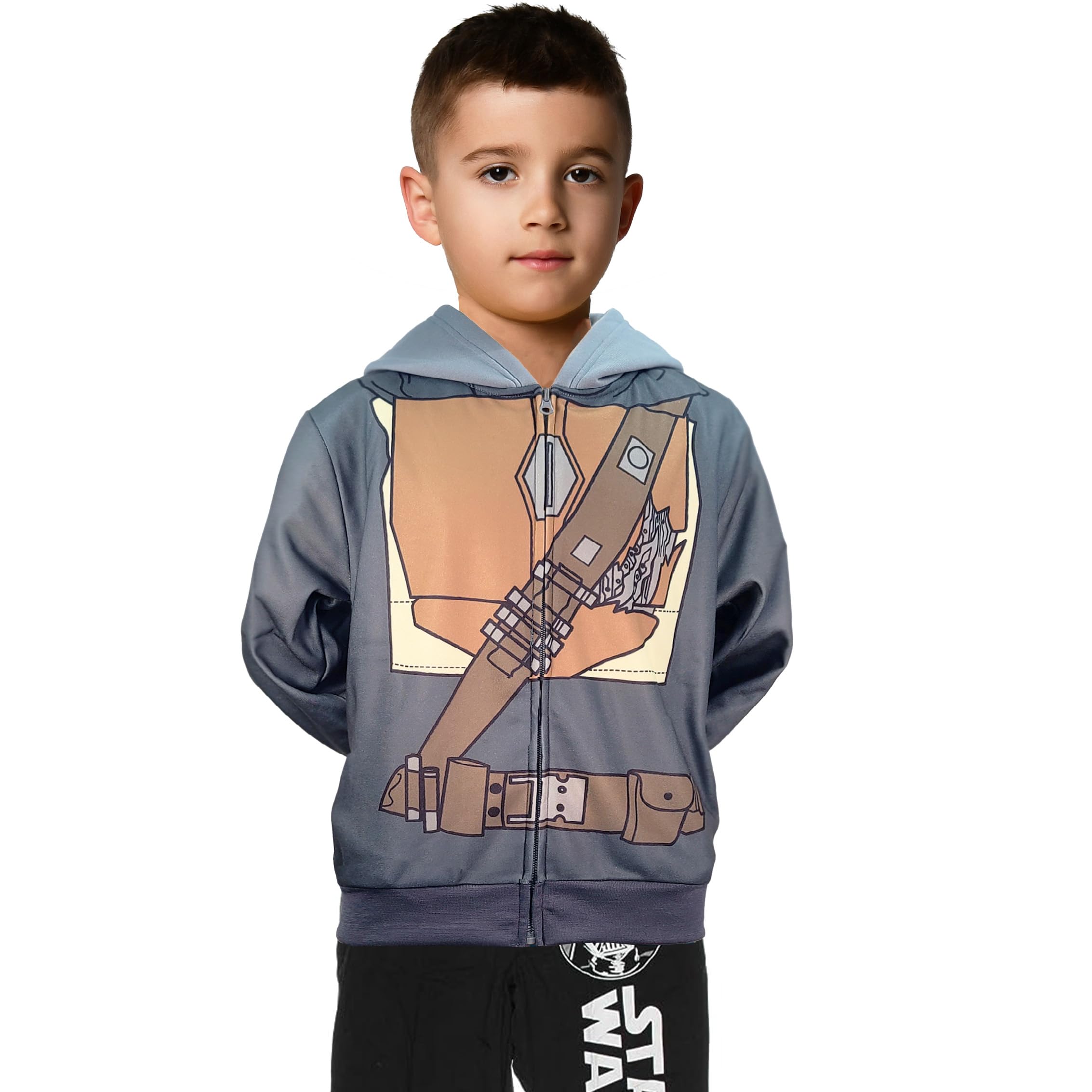 Star Wars The Mandalorian Zip Up Hoodie for Men, Women & Kids - Cosplay, Halloween Costume & Everyday Wear