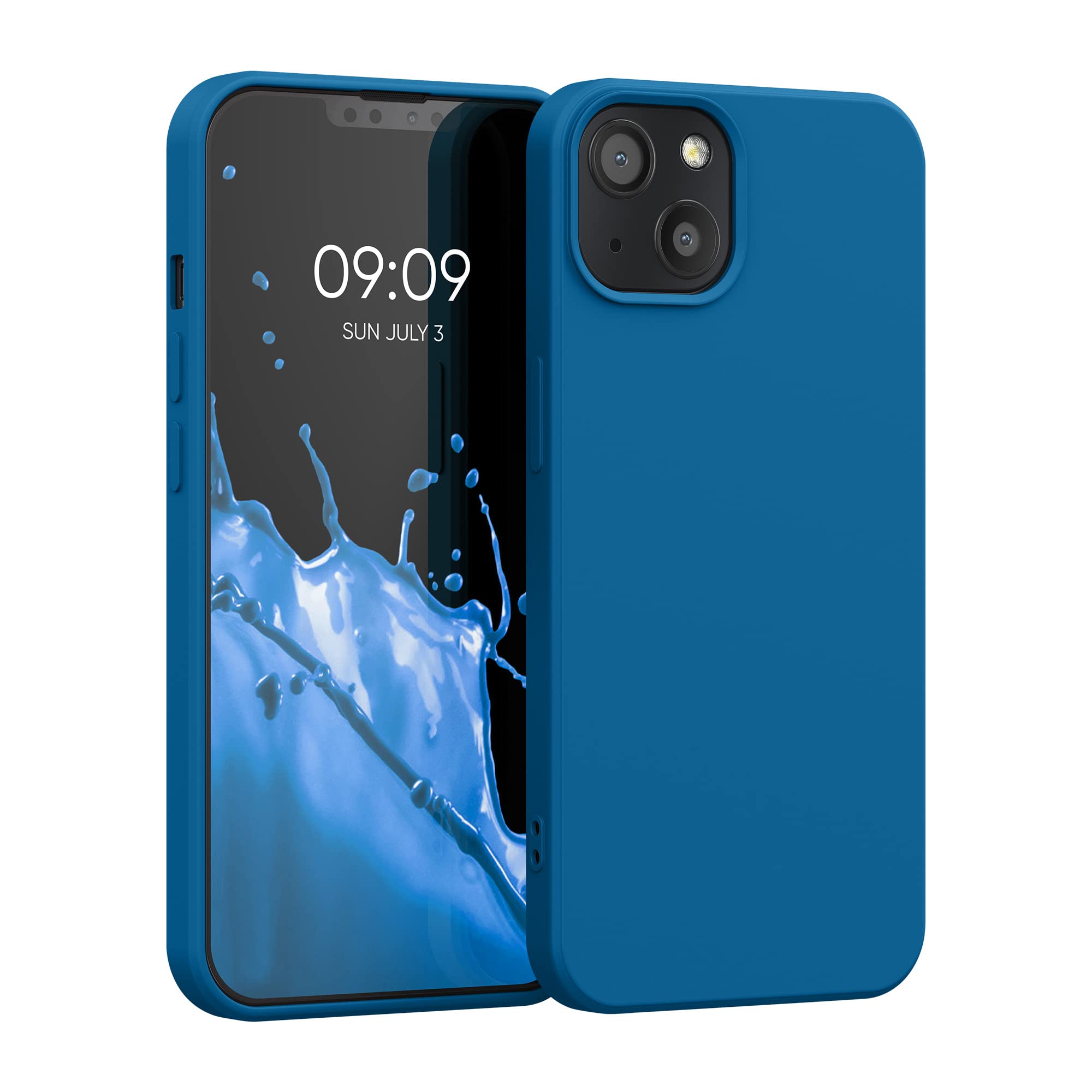 kwmobile Slim TPU Protective Case for Apple iPhone 13 - Shockproof Soft Cover with Premium Grip - Blue Reef Design - Perfect for Everyday Use, Work & Outdoor Activities