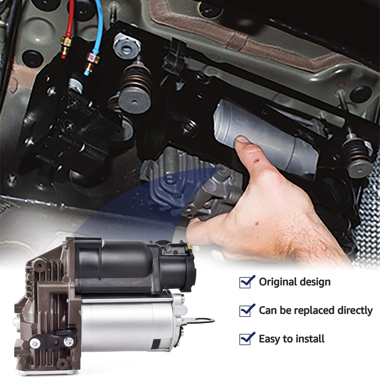 Nifeida 1643201204 Air Suspension Compressor Pump Replacement for 2006-2012 Mercedes Benz W164 X164 GL/ML Class (GL320 GL350 GL450 GL550 ML320 ML350 ML450 ML500 ML550 ML63 AMG) - Compatible with OEM 1643200004 1643200304 - Perfect for Smooth Ride & Off-Road Adventures