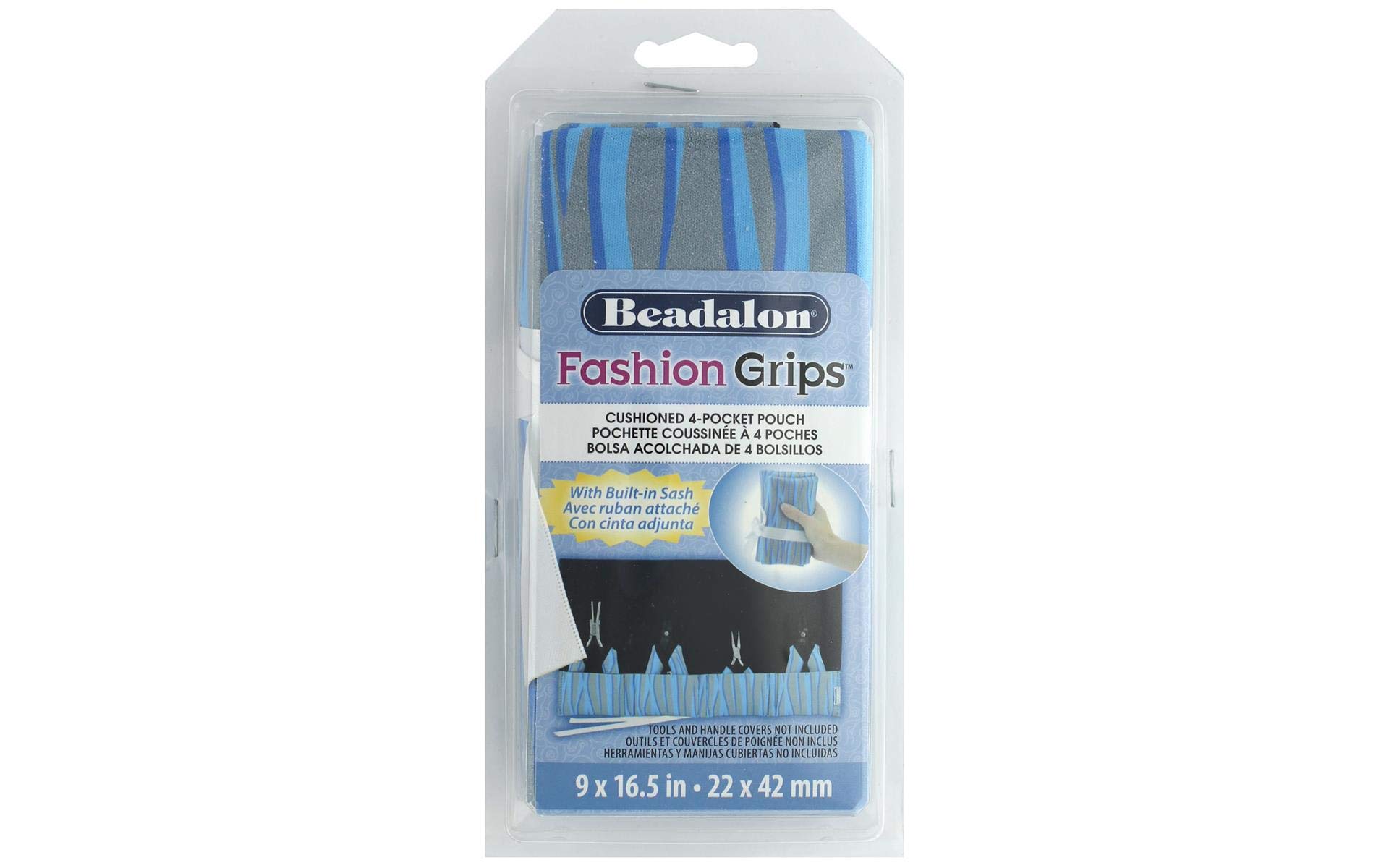 Beadalon Fashion Grips Tool Bag - Blue Tiger Print for Jewelry Making, DIY Crafts & Beading Projects