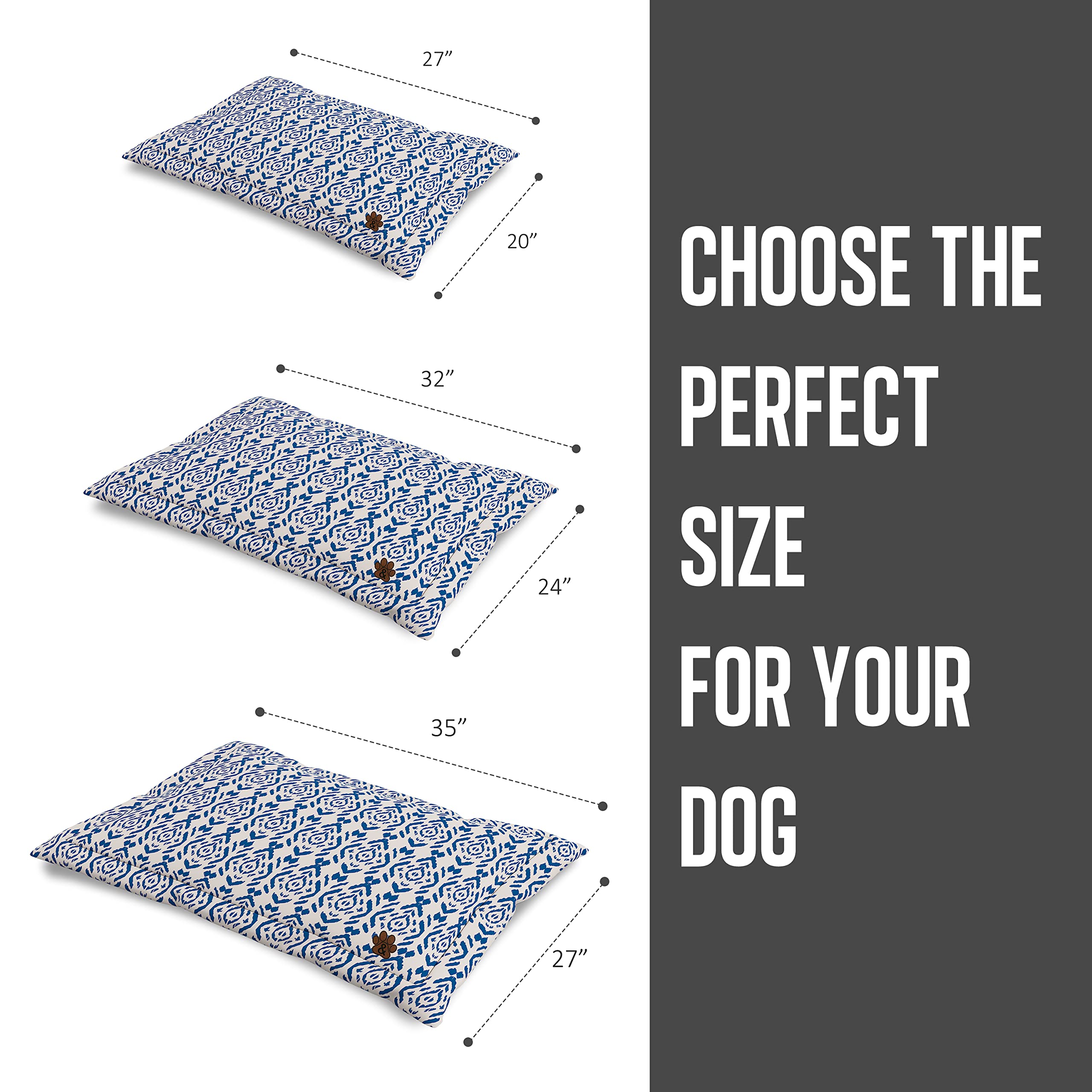 Premium Dog Mat for Large, Medium & Small Dogs & Cats - Non-Slip Bottom, Machine Washable Pet Bed Mattress (Pattern 15, Large) - Perfect for Living Room, Bedroom & Crate Comfort