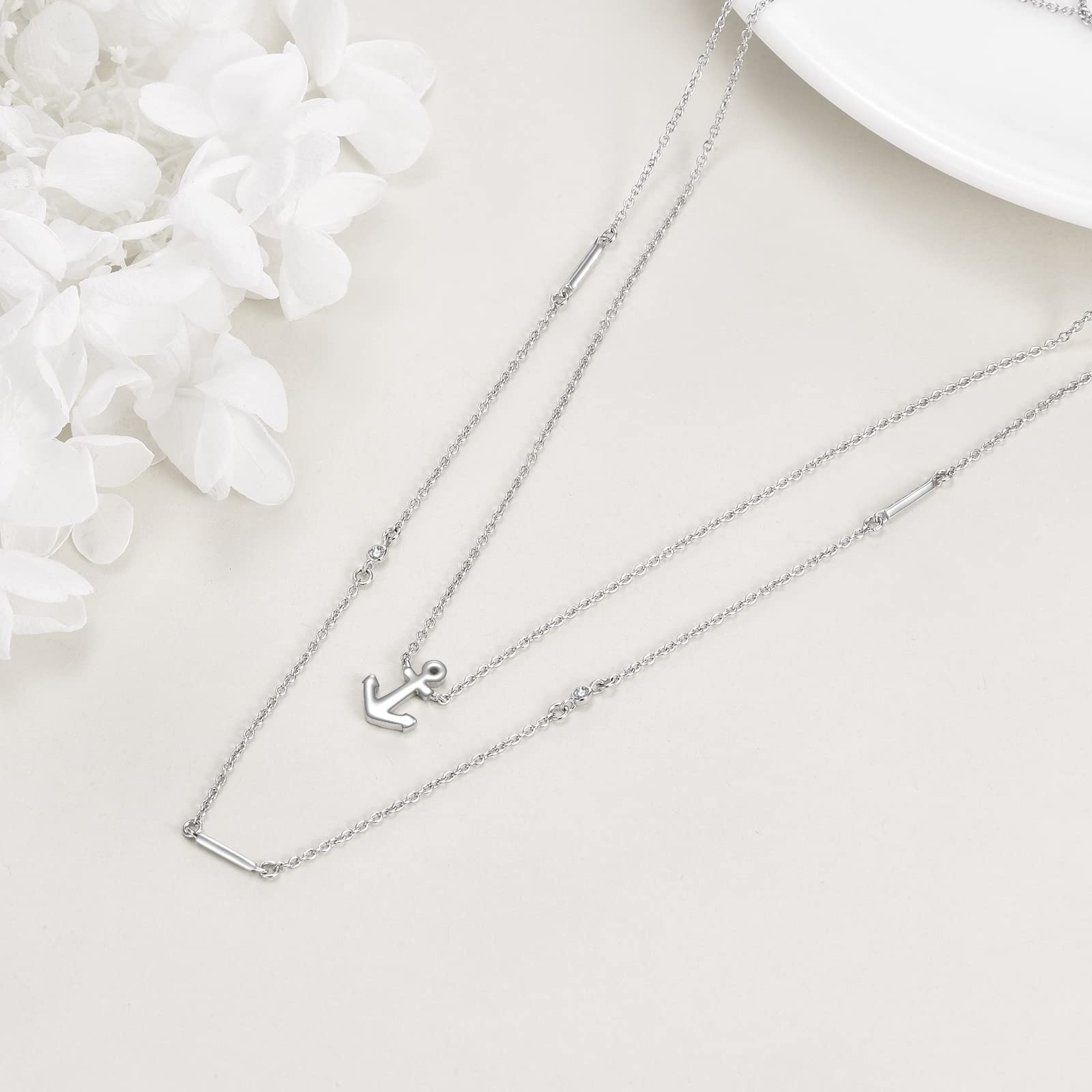 Tree of Life Lotus Daisy Layered Sterling Silver Necklace - Stacked Choker Jewelry for Women | Perfect Gift for Birthday, Anniversary & Everyday Wear