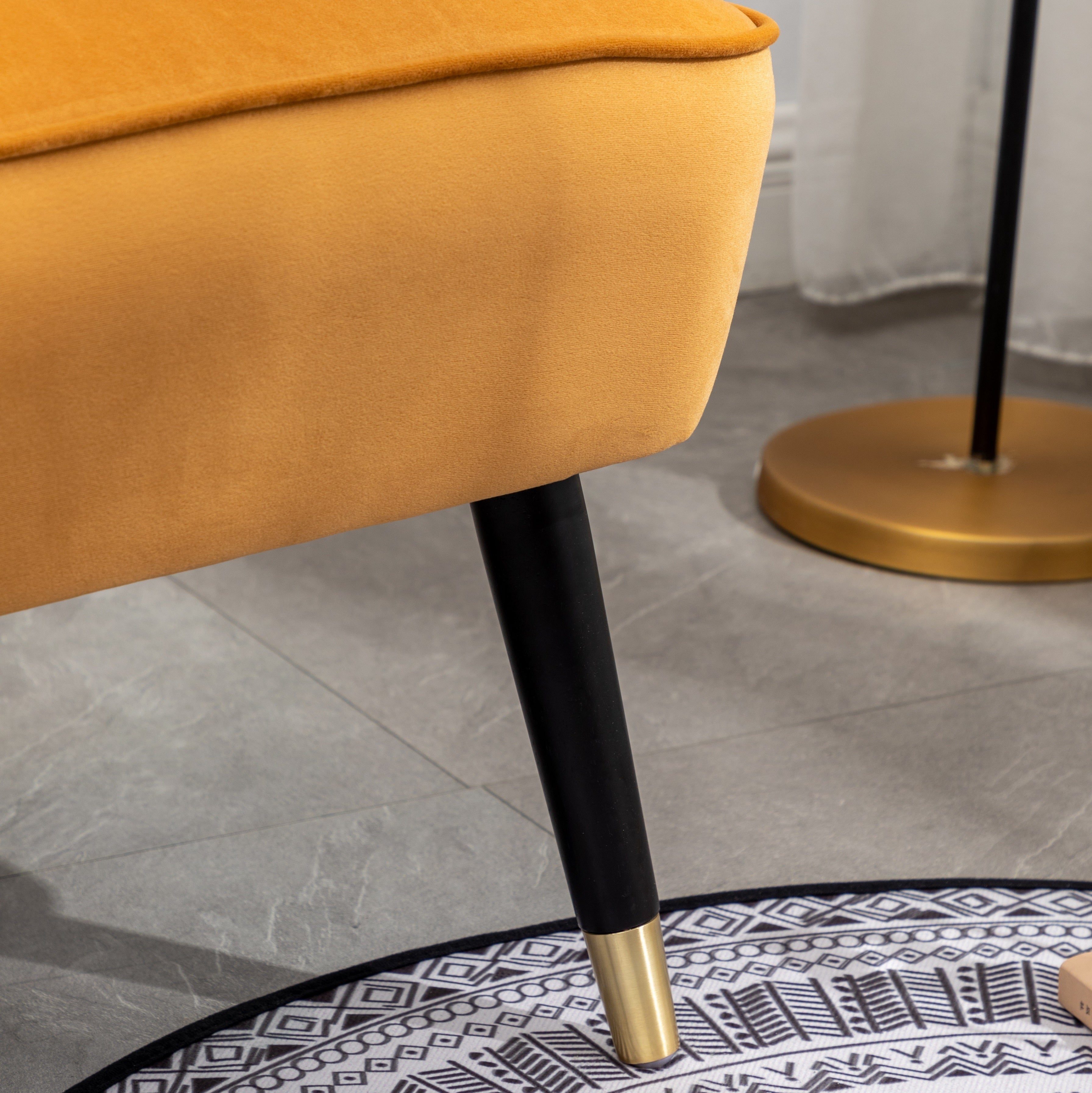 Roundhill Furniture Elon Contemporary Velvet Upholstered Accent Chair in Gold - Modern Living Room Seating for Home Office, Lounge & Bedroom Decor