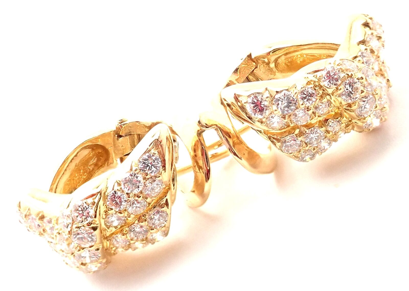 Authentic Van Cleef & Arpels 18k Yellow Gold Diamond Bow Earrings - Luxury Jewelry for Women - Perfect for Weddings, Parties & Special Occasions