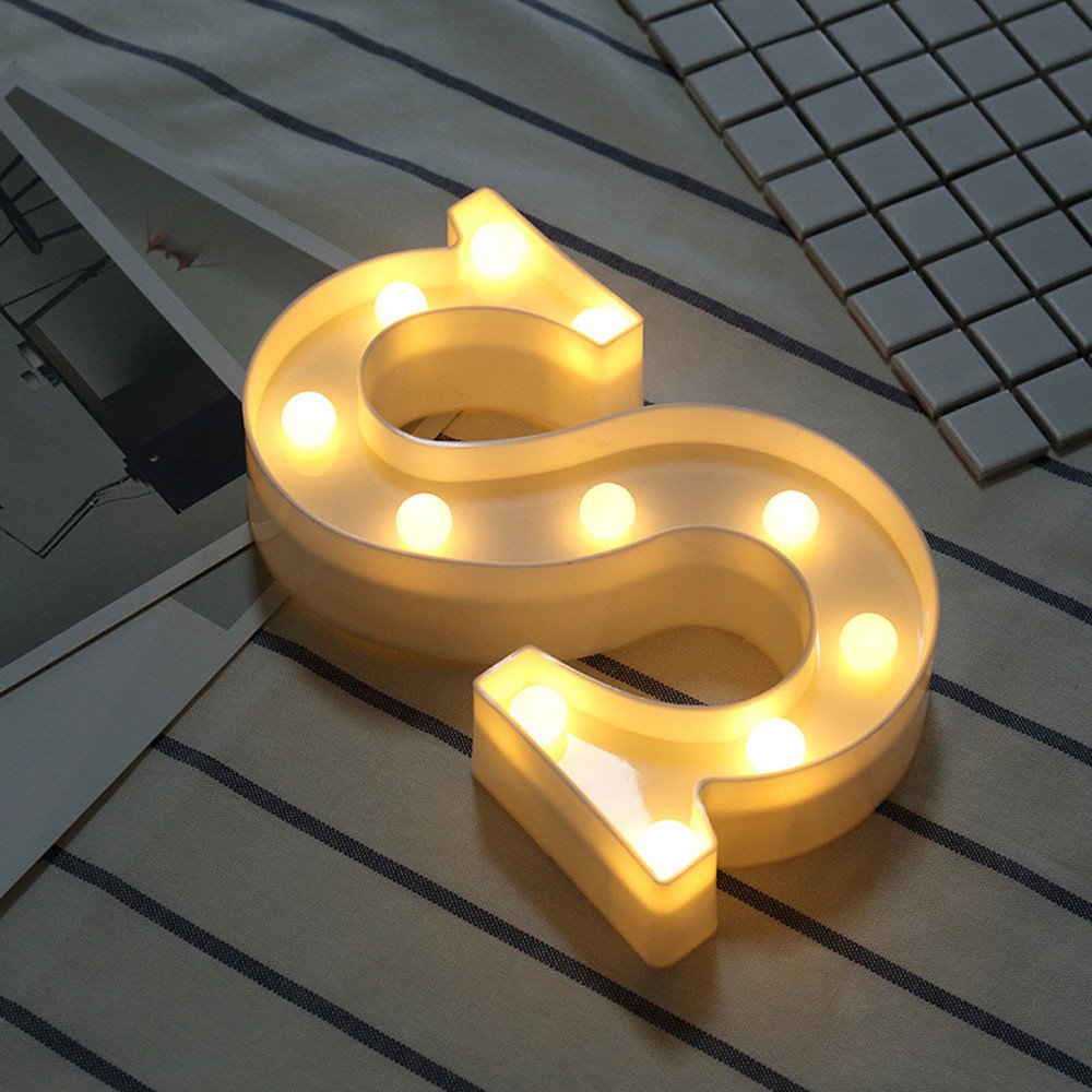 Wireless LED Marquee Letter Lights - Alphabet Light Up Sign for Home Decor, Night Light, Parties & Events | White Plastic Standing/Hanging Letters (Size S)