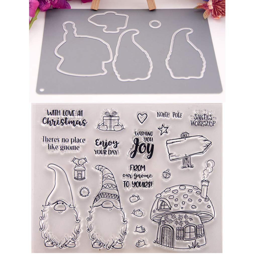 BUZHI Santa Claus Silicone Stamps & Metal Cutting Dies Set - Clear Stamps for Card Making, Wedding Invitations, DIY Crafts, Scrapbooking & Holiday Decorations - Perfect for Christmas Cards, Gift Tags & Home Decor