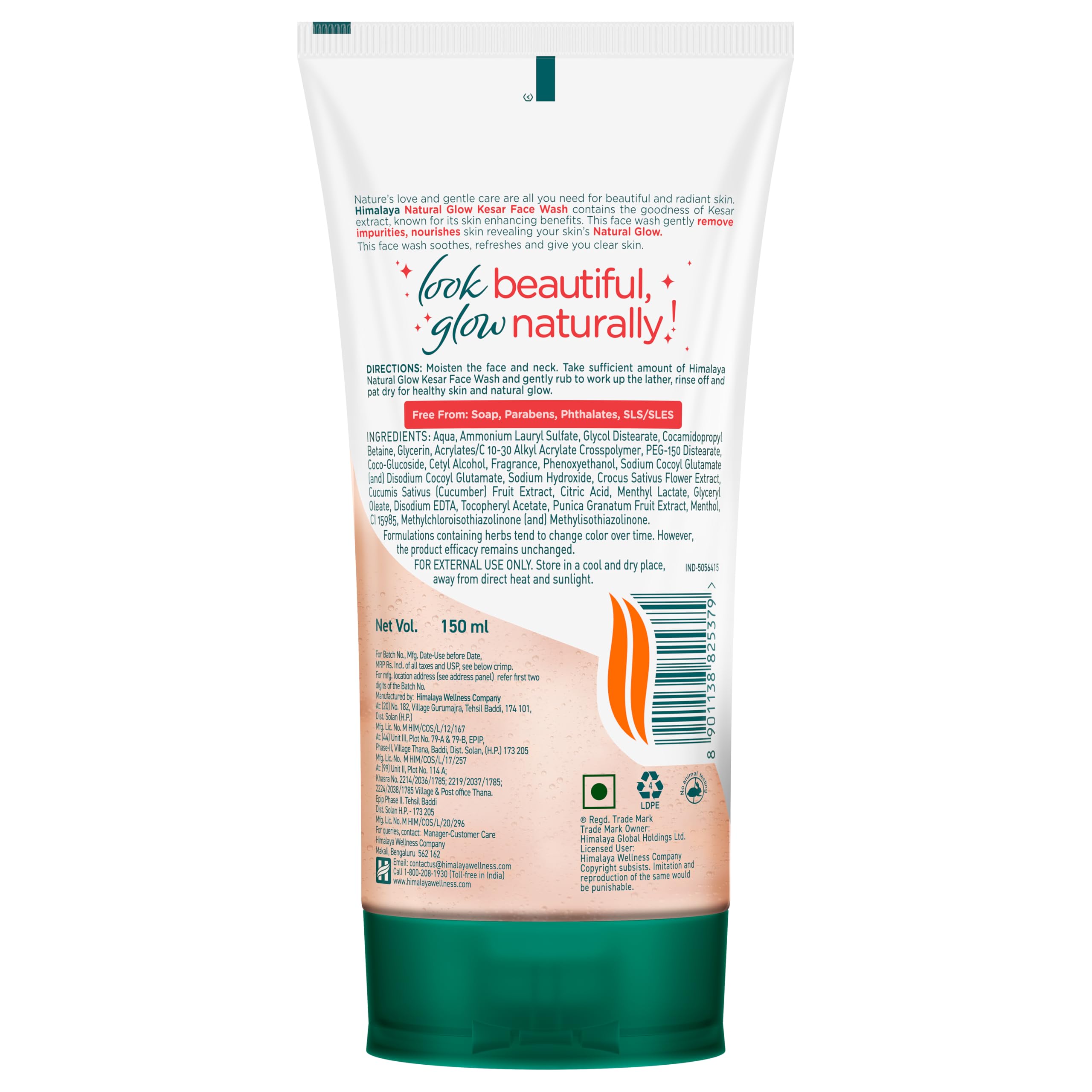 Himalaya Kesar Fairness Face Wash 150ml - Brightening & Glowing Skin Cleanser for Daily Use, Travel & Gifting