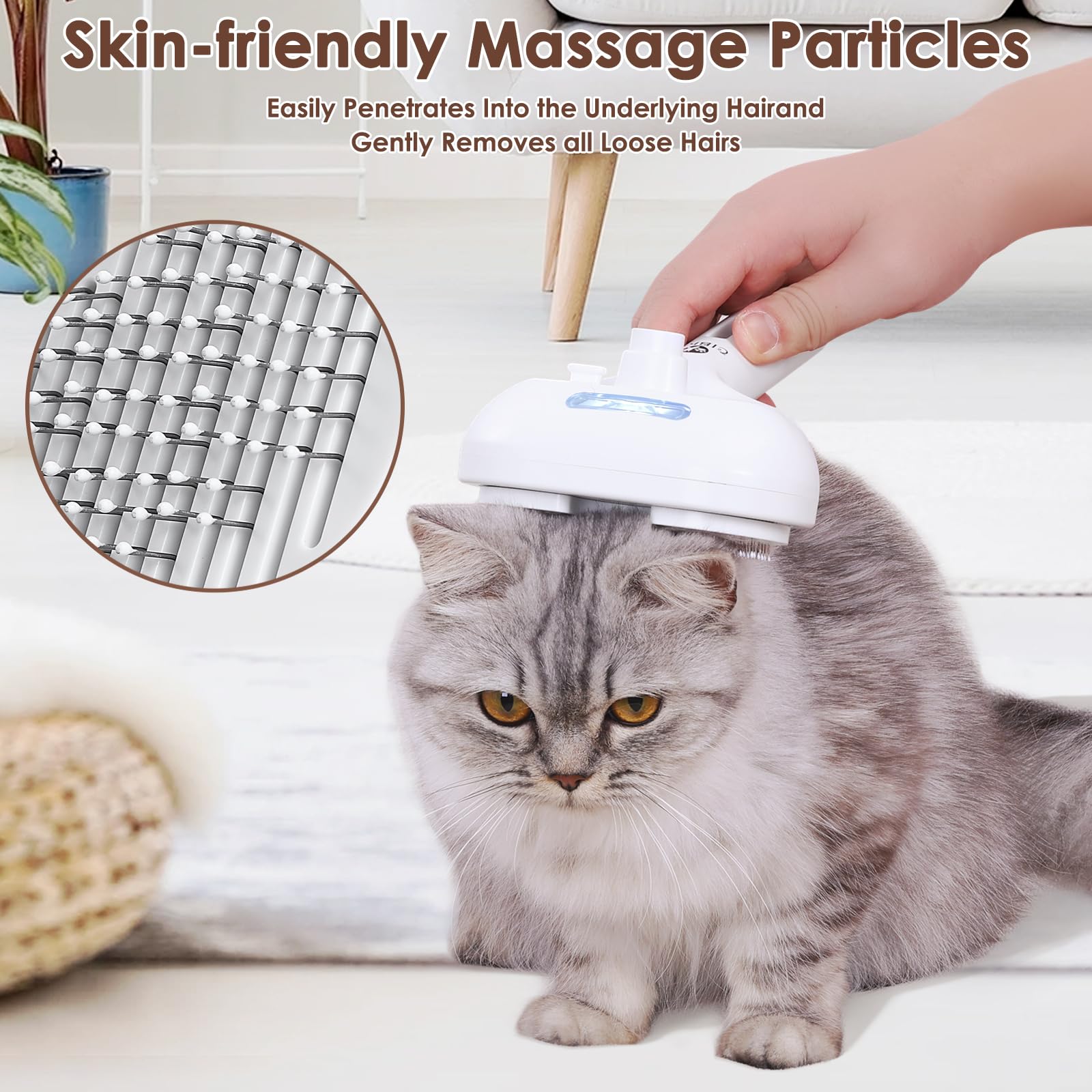 Rechargeable Pet Steam Brush for Cats & Dogs - Grooming Brush with Steam to Remove Static & Flying Hair | Easy to Clean & Use | Perfect for Home Pet Grooming & Shedding Control