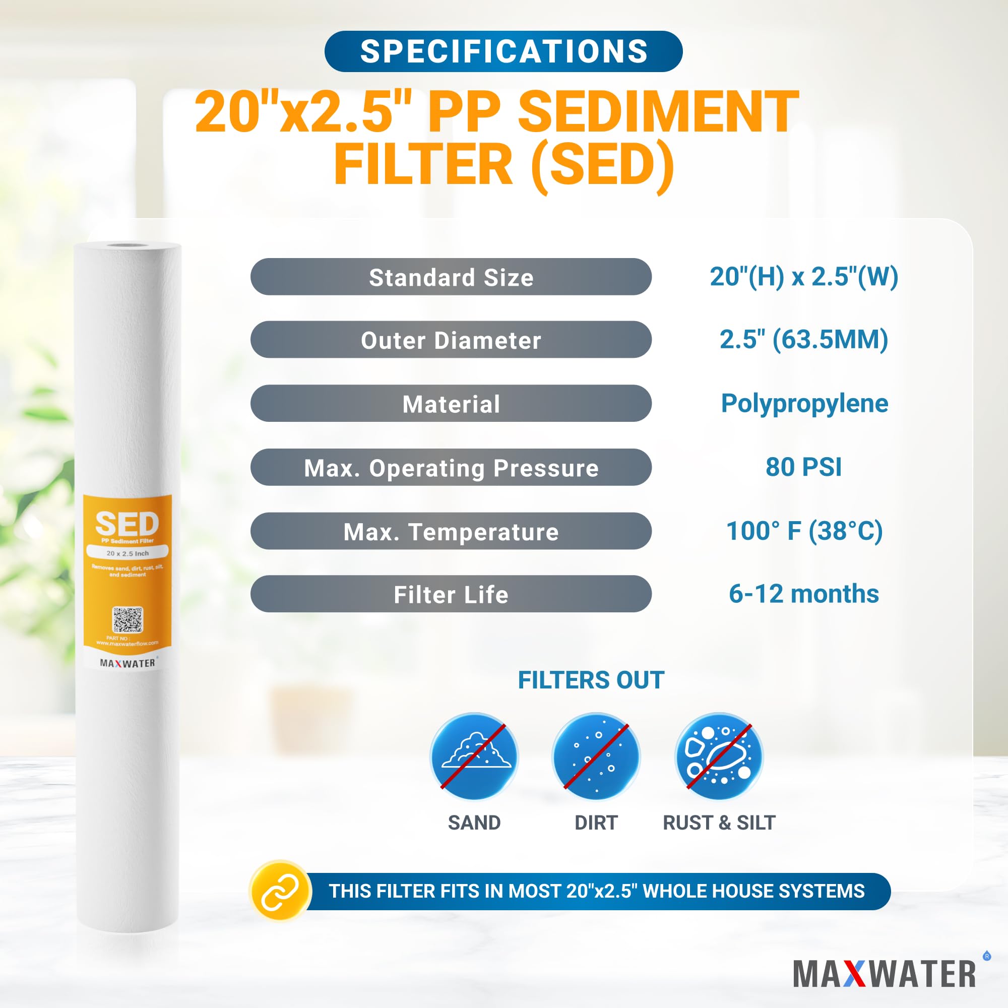 Max Water Slim Blue 5 Micron 20