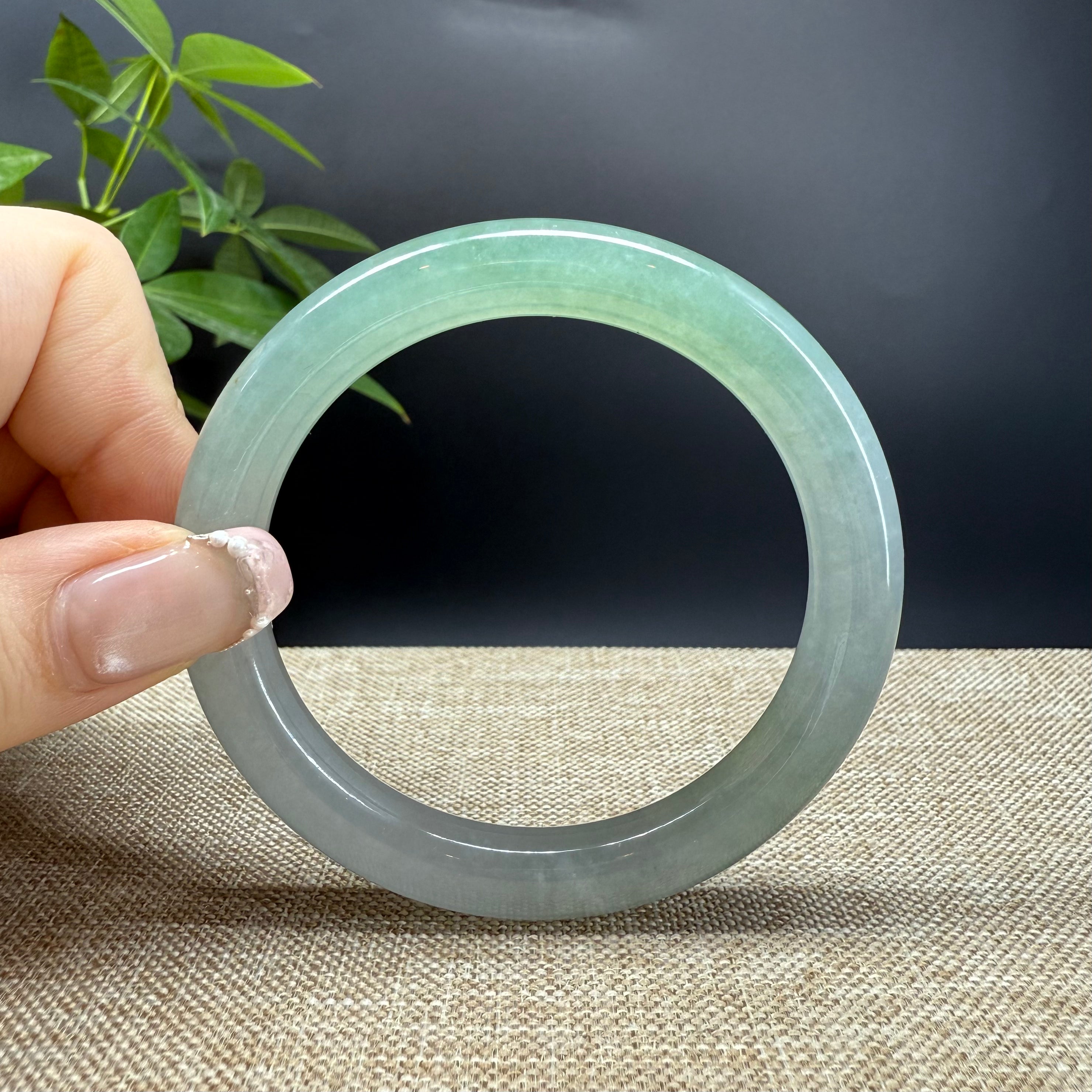 Authentic Burmese Icy Green Jadeite Bangle Bracelet - 57.2mm Handcrafted Jewelry for Women, Luxury Gift for Special Occasions | Perfect for Weddings, Anniversaries & Elegant Fashion Statements