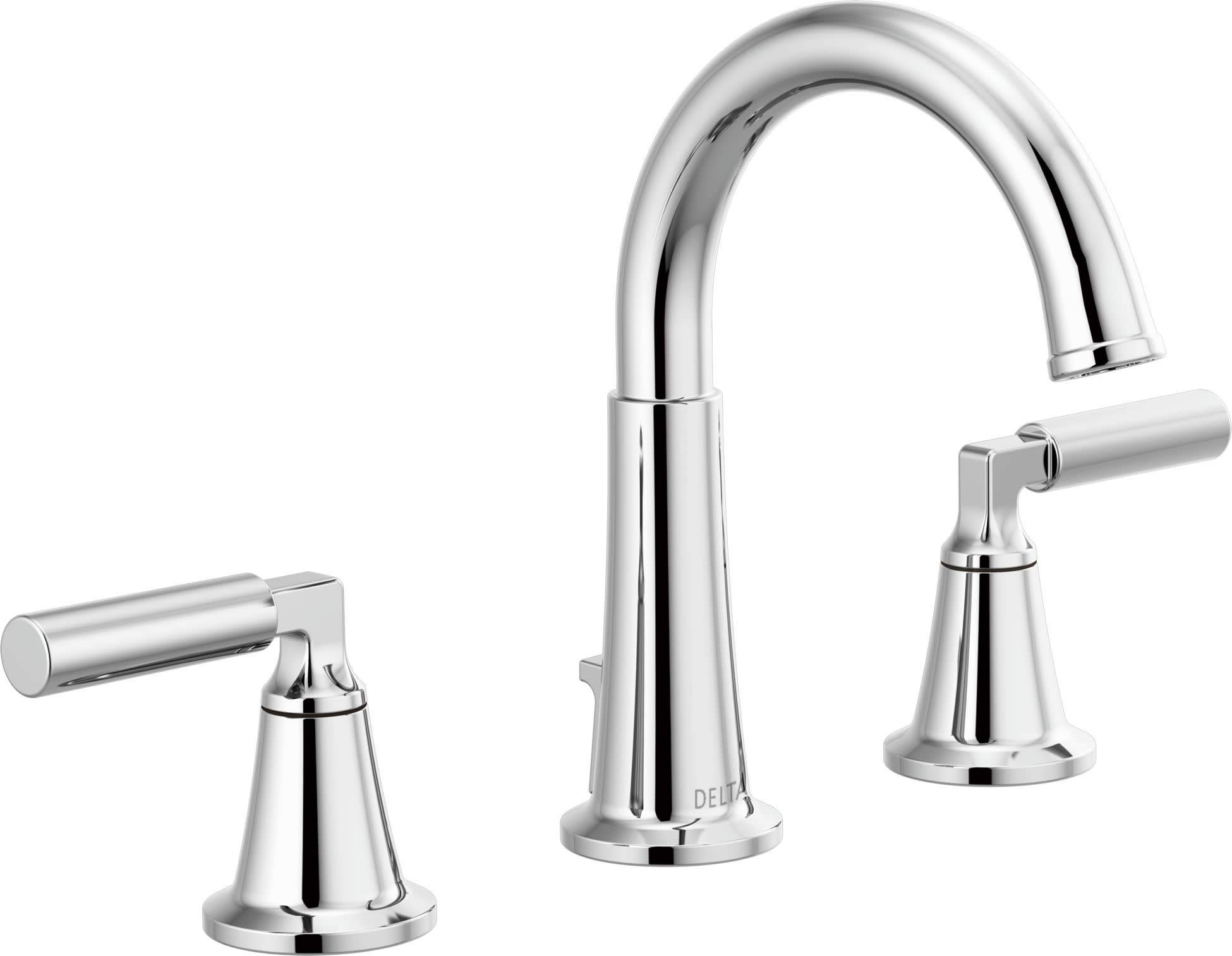 Delta 35548LF-MPU Single Handle Bathroom Sink Faucet - Modern Waterfall Spout Design for Vanity & Powder Room - Perfect for Home, Hotel, and Commercial Use