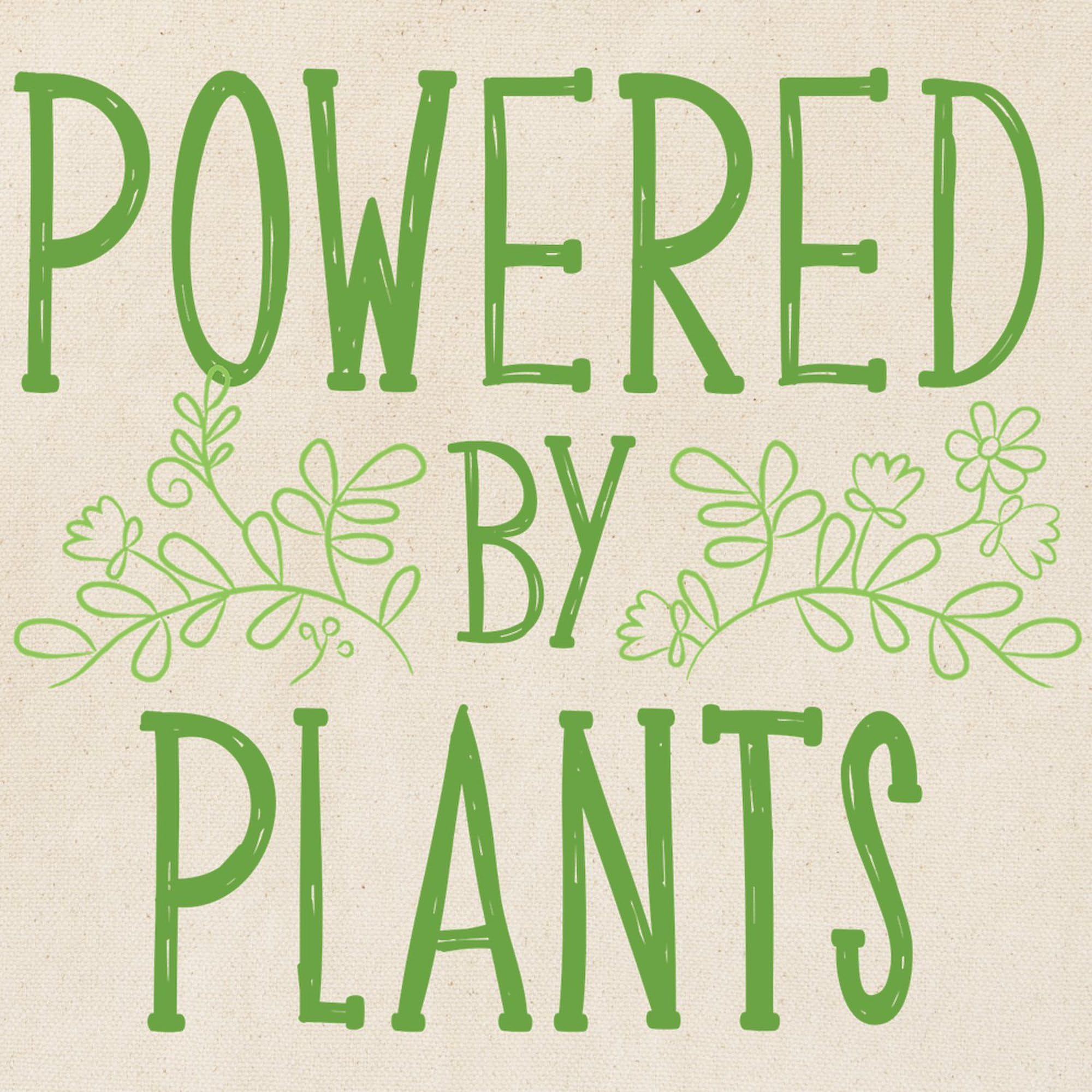 Powered By Plants Natural Canvas Tote Bag - Eco-Friendly Reusable Shopping Bag for Groceries, Beach & Daily Use