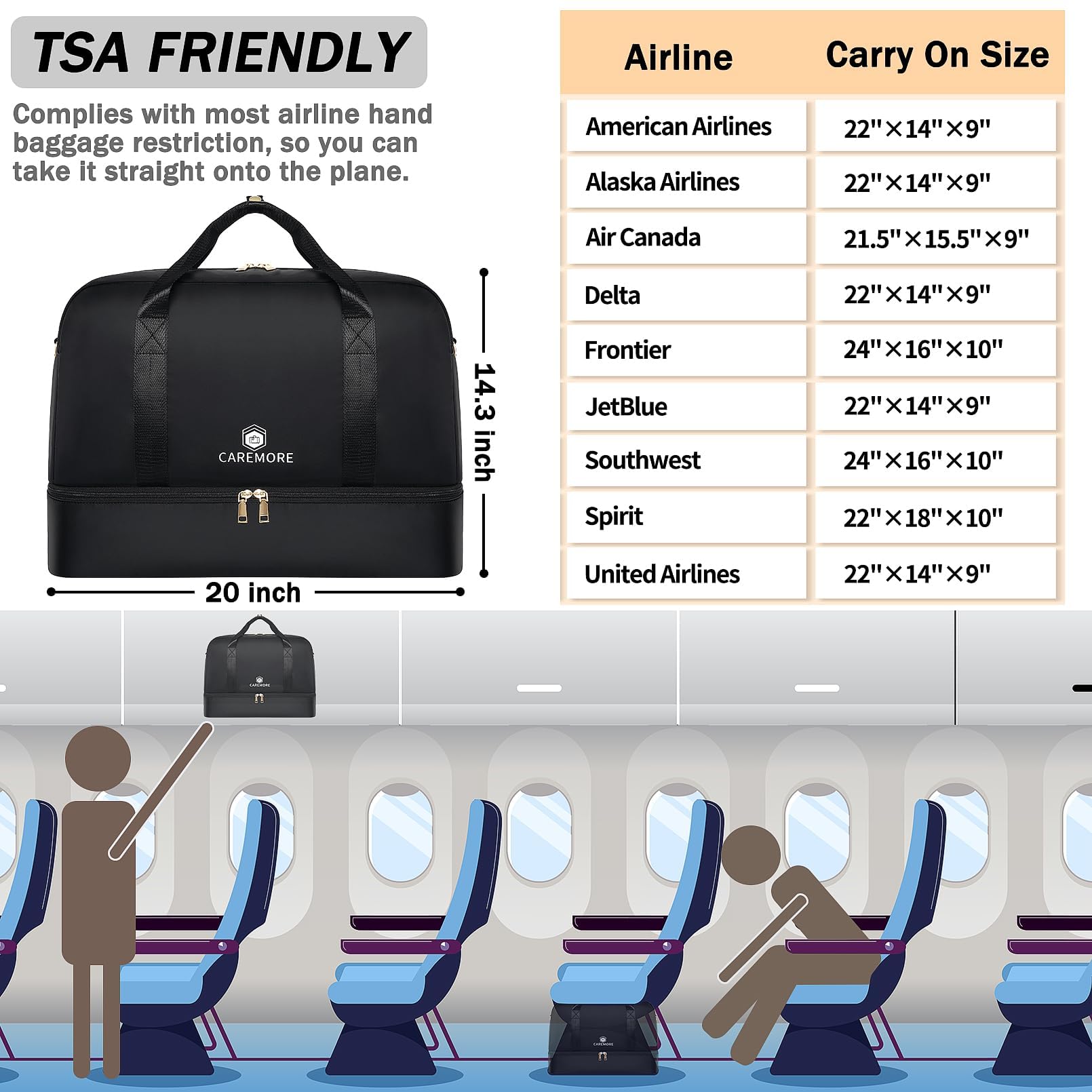 Stylish Weekender & Duffle Travel Bag for Women & Men - 21’’ Carry-On with Shoe Compartment, Perfect for Gym, Airline Personal Item & Overnight Trips (Brown) - Ideal for Business Travel, Weekend Getaways & Sports Activities