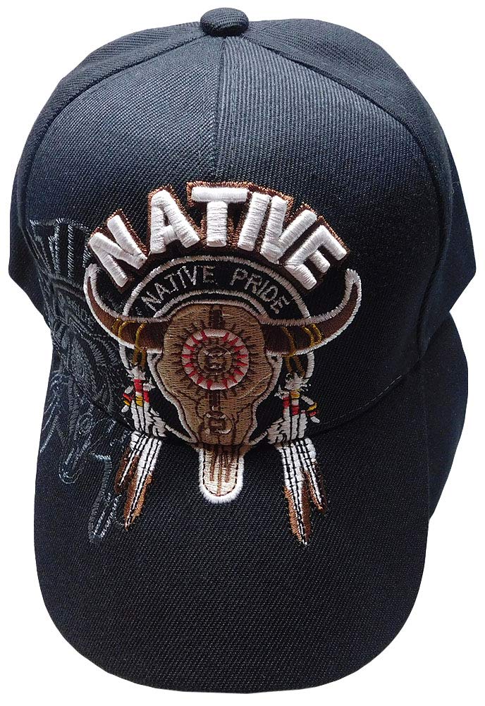Native Pride Indian Buffalo Skull Dreamcatcher Adjustable Embroidered Cap - Polyester Black Hat with Cultural Design for Men & Women | Perfect for Festivals, Powwows & Western Fashion