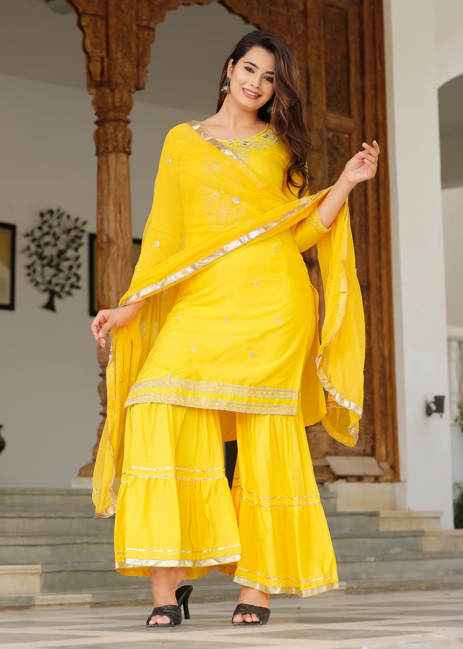 Elegant Women's Floral Cotton Kurti Dress with Intricate Embroidery - Perfect for Parties, Weddings & Festive Occasions