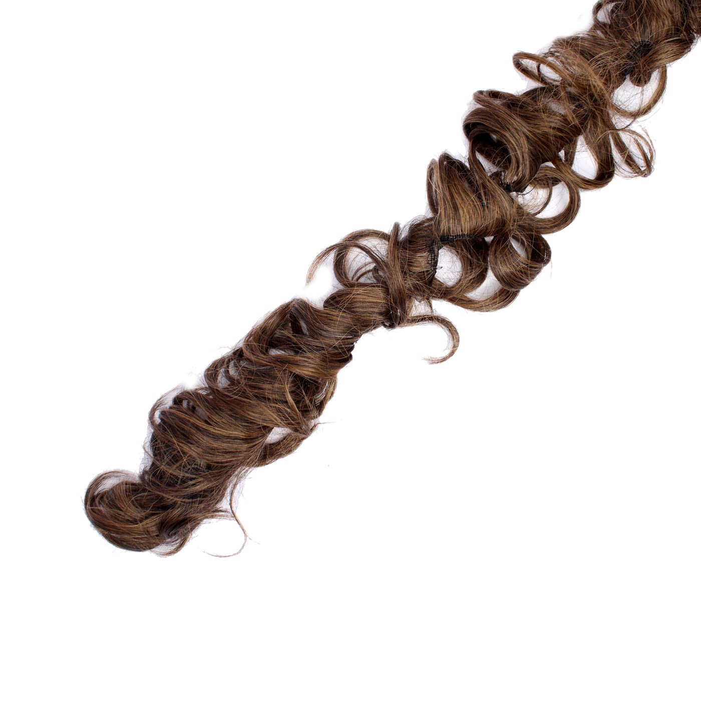 Kabello Long Hair Frill Extension for Juda Bun & Ponytail - Instant Brown Highlighted Clip-in Hairpiece for Quick Styling | Perfect for Weddings, Parties & Daily Hairstyles