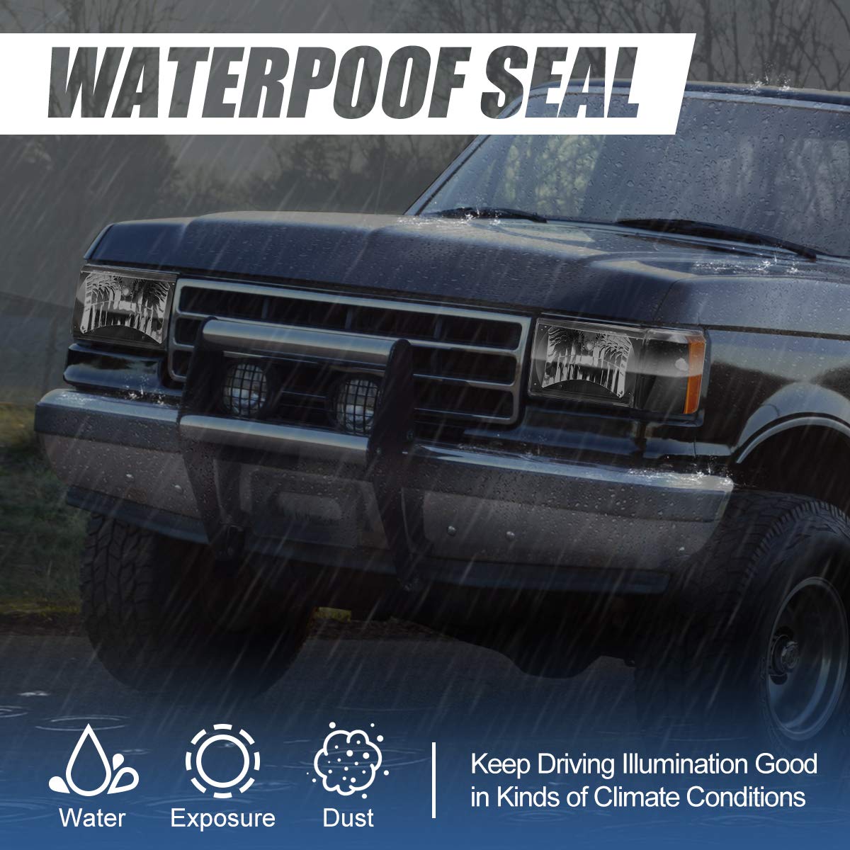 Ford Bronco F-Series Headlight Assembly 1987-1991 - Halogen Replacement for Driving & Off-Road