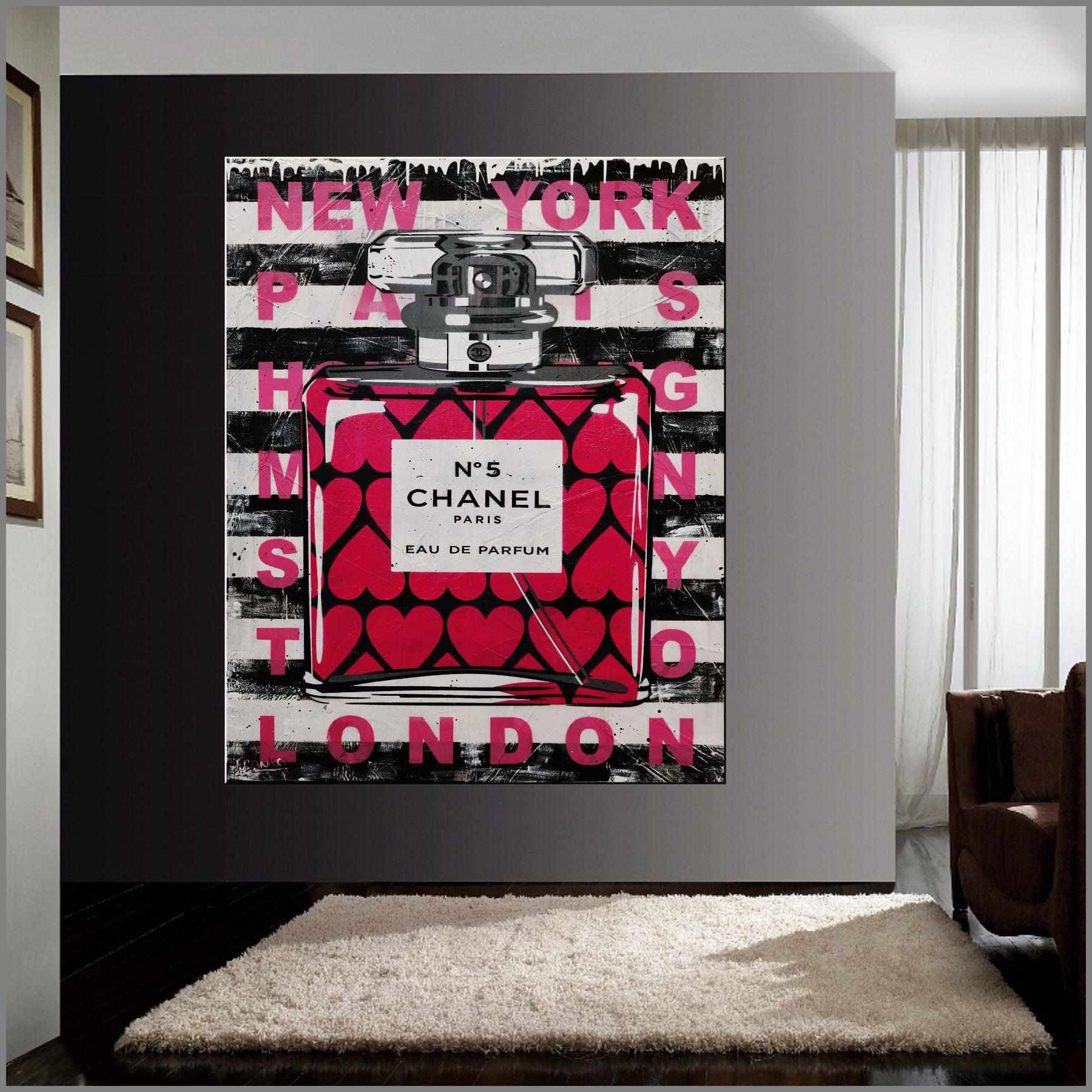 Chanel Classic 120cm x 150cm Perfume Bottle Urban Pop Art Painting - Perfect for Home Decor, Office Wall Art & Book Club Gifts