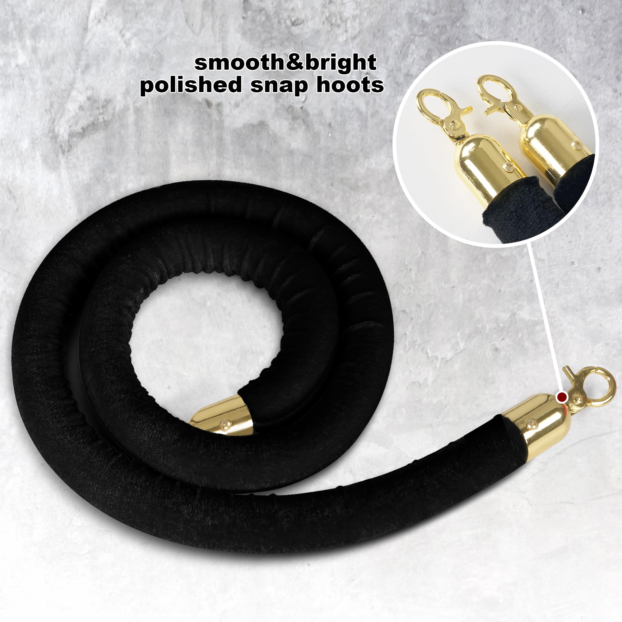 4 Pack Heavy Duty Stanchions with Velvet Rope & Weighted Base - Premium Crowd Control Posts for Queue Management - Perfect for Movie Theaters, Events, Parties and VIP Areas