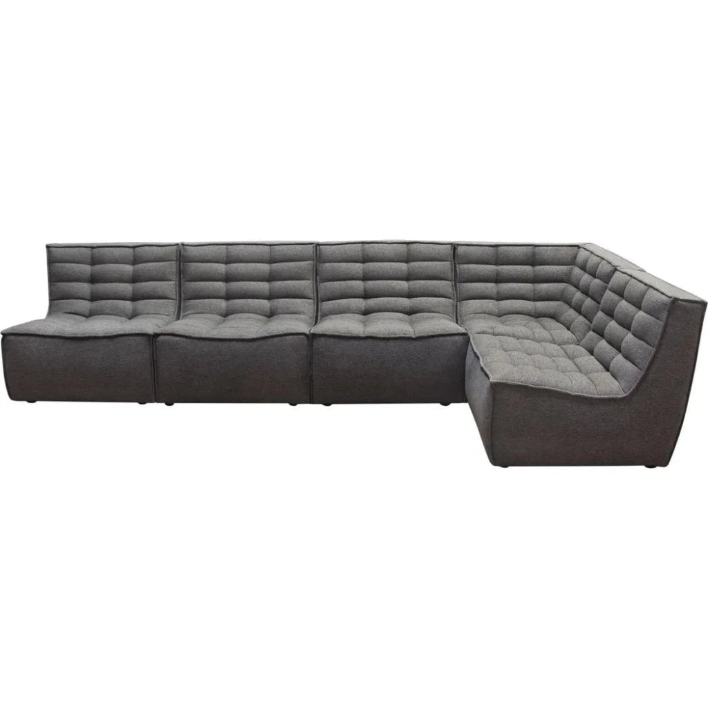 5-Piece Grey Corner Modular Sectional Sofa Set - Modern L-Shaped Couch for Living Room, Lounge & Home Theater