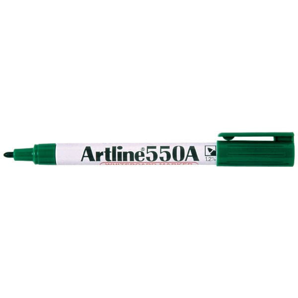 Artline 550A Whiteboard Markers - 12 Pack Green Bullet Tip 1.2mm Fine Point Dry Erase Markers for Office, Classroom & Home Use