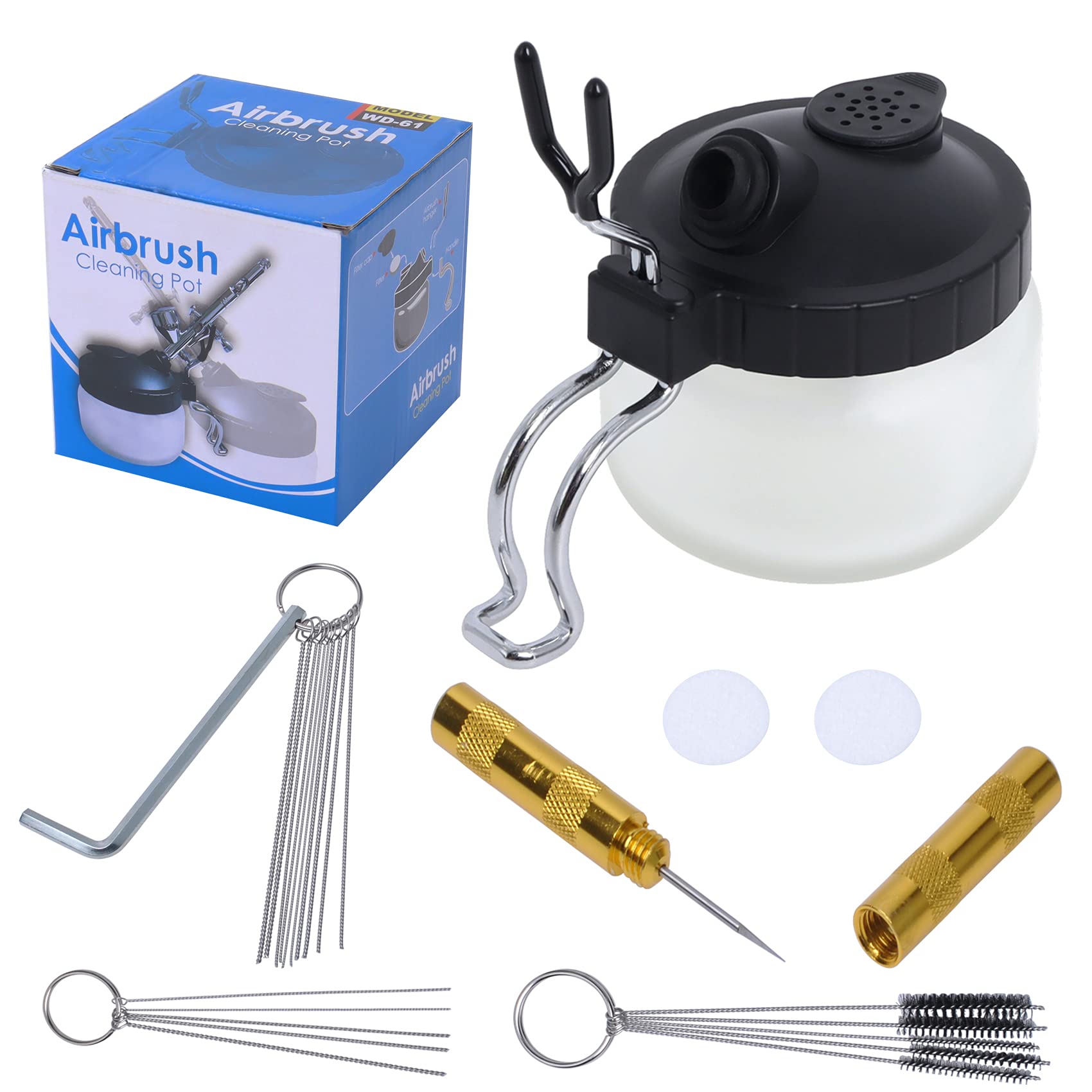 Airbrush Cleaning Kit with Pot & Tools for Artists & Hobbyists