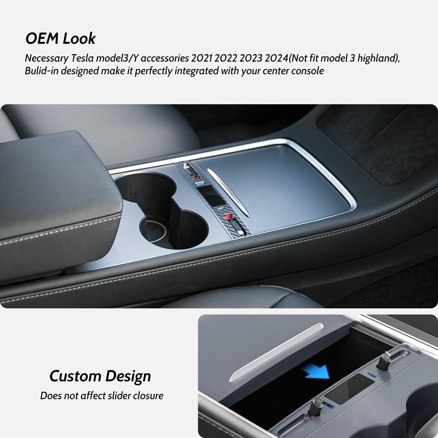 Tesla Model Y/3 USB Hub - OEM Design Retractable Fast Charger (White) | Essential Center Console Accessory for 2021-2023 Tesla Vehicles | Perfect Gift for Tesla Owners | Ideal for Road Trips & Daily Commuting